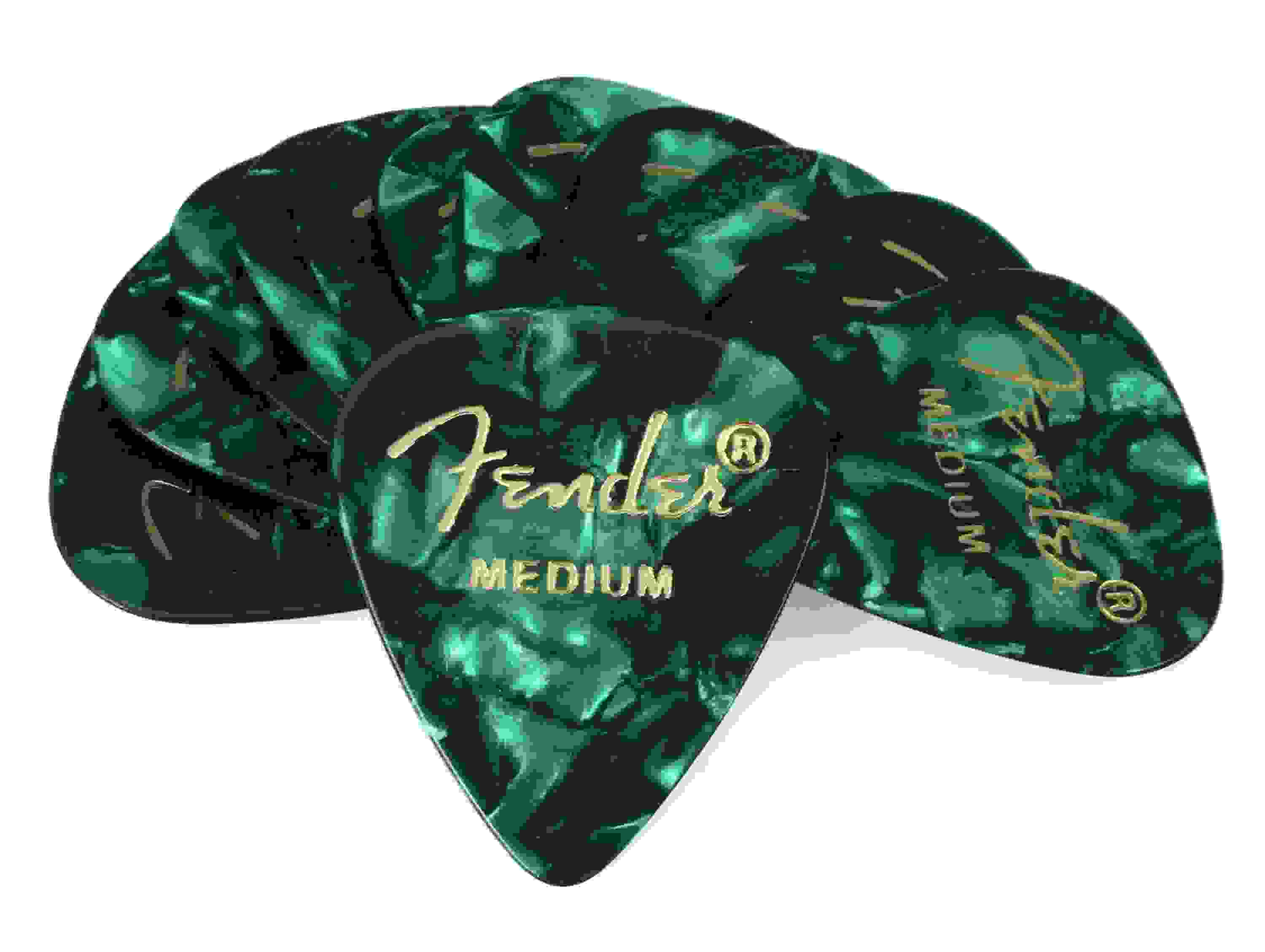 Fender 351 Shape Premium Celluloid Picks - Medium Green Moto 12-pack ...