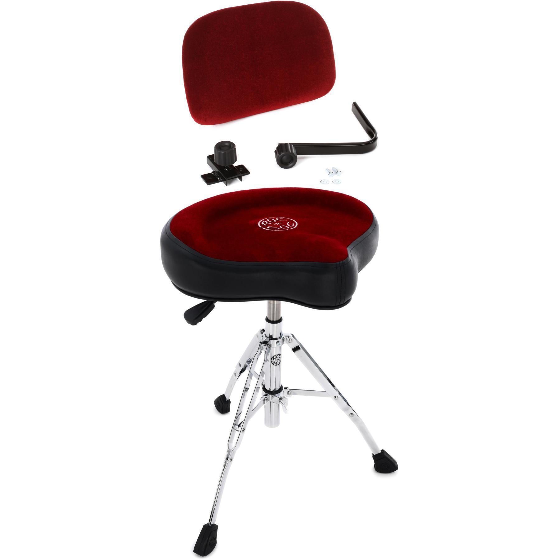 RocNSoc Nitro Extended Gas Drum Throne with Original Saddle and Backrest Red Sweetwater