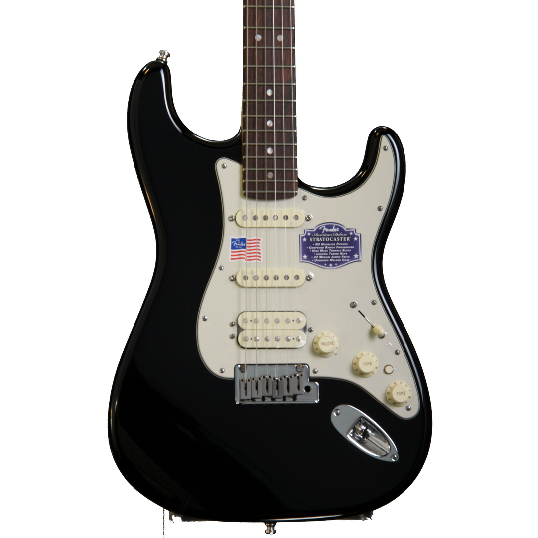 Fender American Deluxe Stratocaster HSS - Black | Sweetwater Fender American Deluxe Stratocaster HSS - Black | Sweetwater