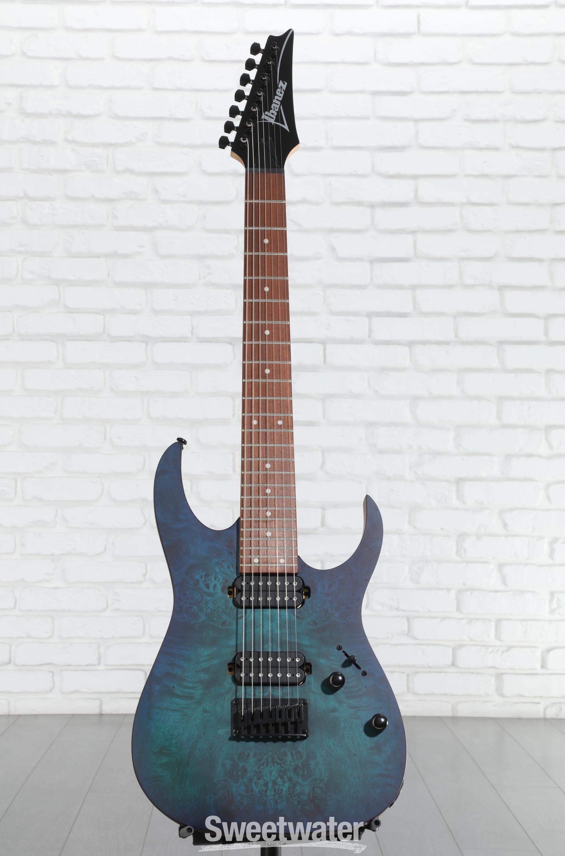 7弦ギターIbanez RG7421PB／WH10V3 /PTPRE Ibanez RG7421PB Electric Guitar - Sapphire Blue Flat | Sweetwater