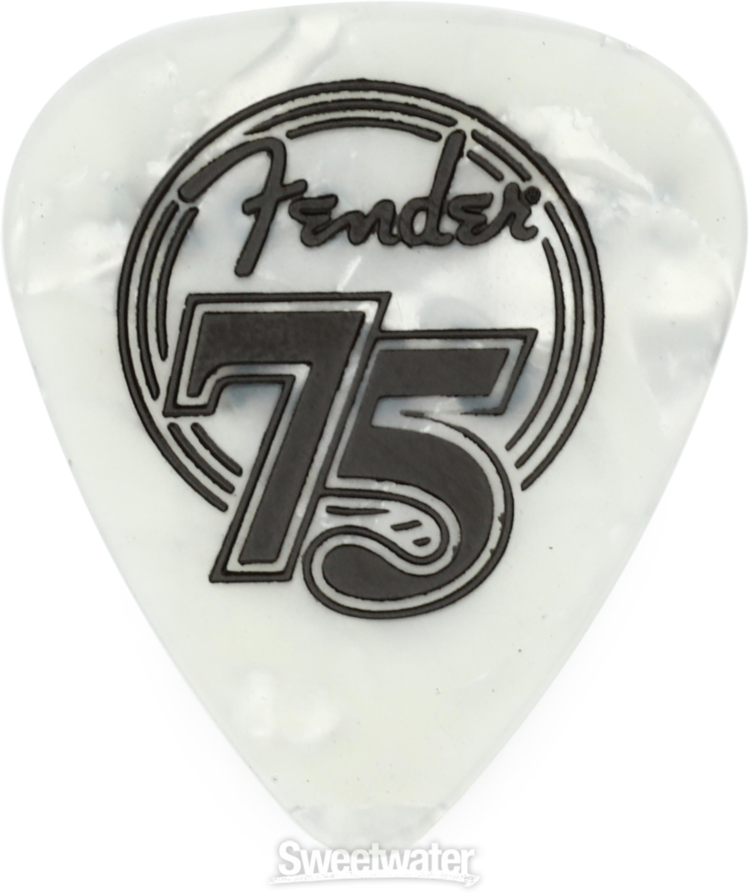 Fender 75th Anniversary Pick Tin - Medium White Pearl (18-pack