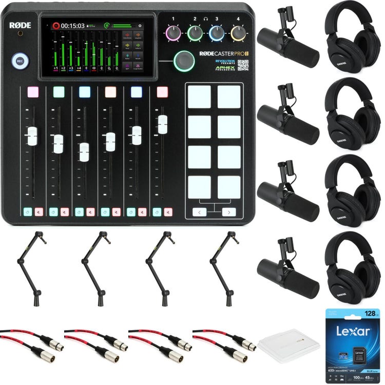 Rode Rodecaster Pro II Podcast Production Console with Boom Arm - Bundle