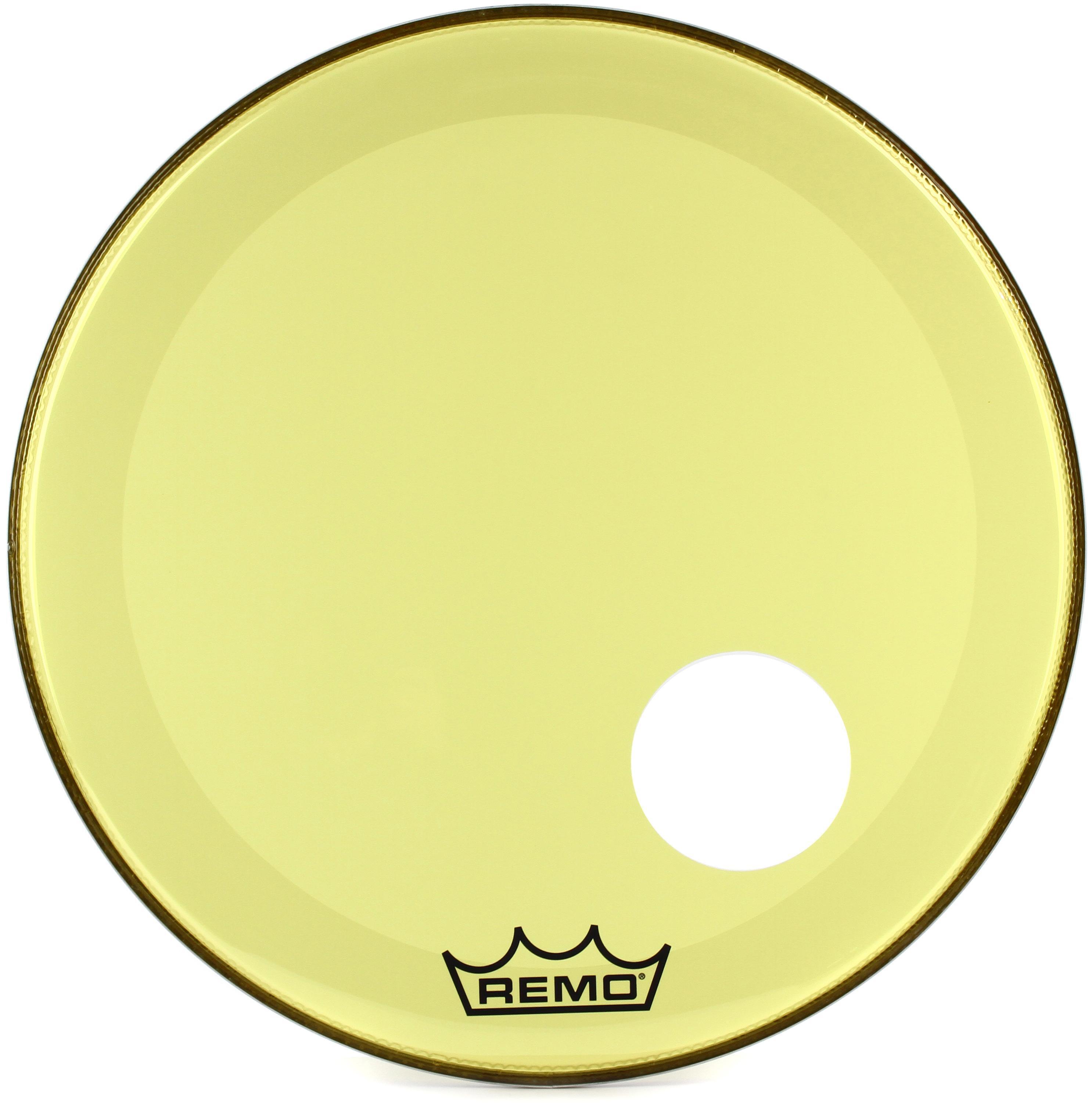 Photo of Remo Powerstroke P3 Colortone Yellow Bass Drumhead - 24 inch - with Port Hole