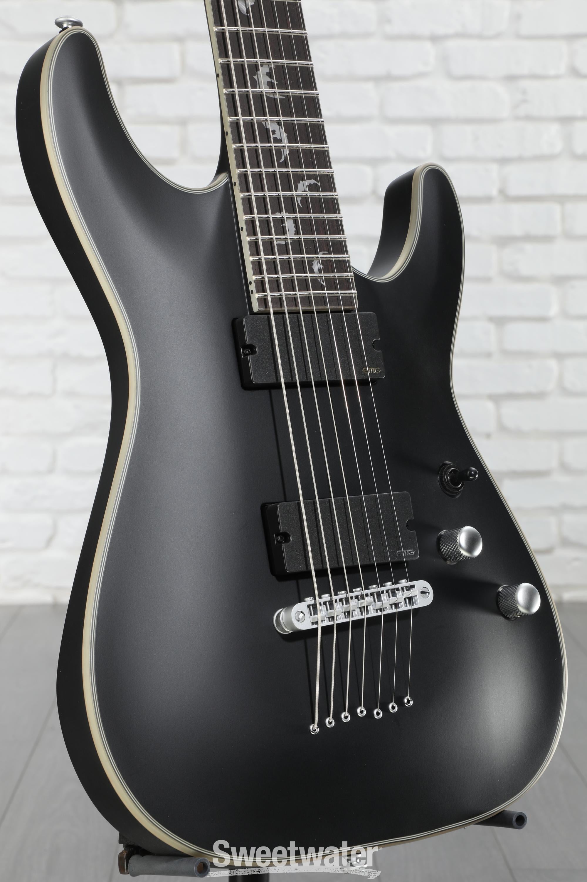 Schecter Damien Platinum 7 Electric Guitar - Satin Black | Sweetwater