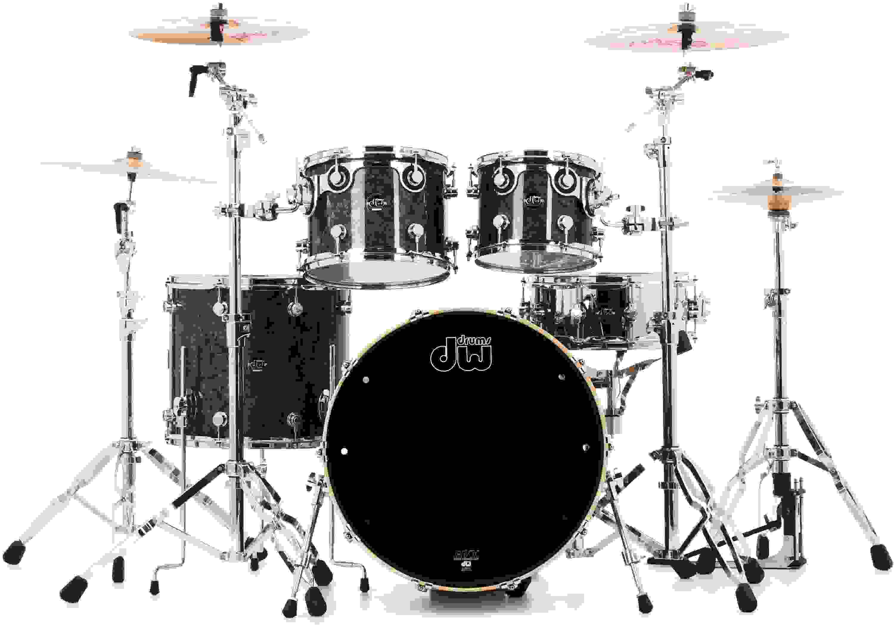 DW Performance Series 4-piece Shell Pack with 22 inch Bass Drum - Black Diamond FinishPly