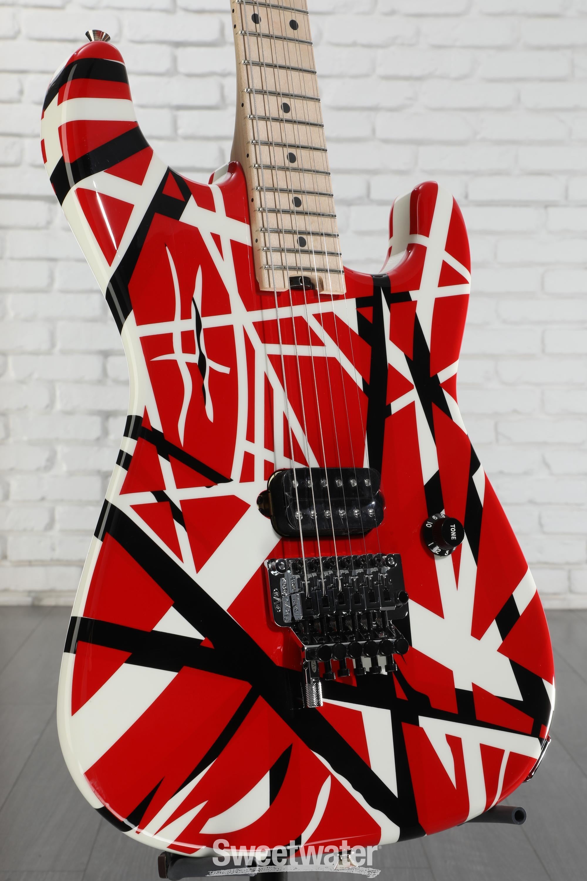 EVH Striped Series - Red with Black and White Stripes | Sweetwater
