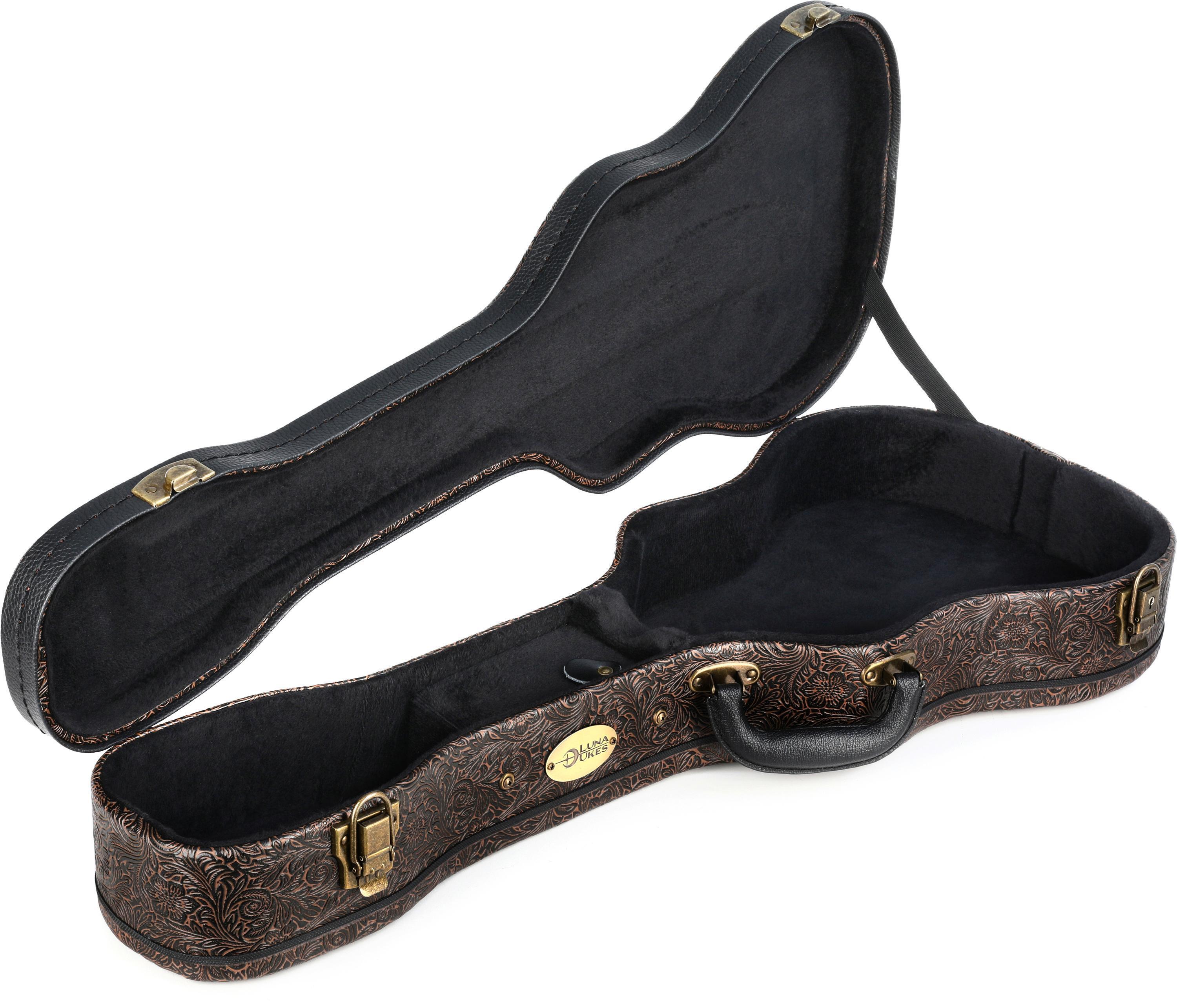Photo of Luna Tooled Leather Ukulele Hard Case - Baritone