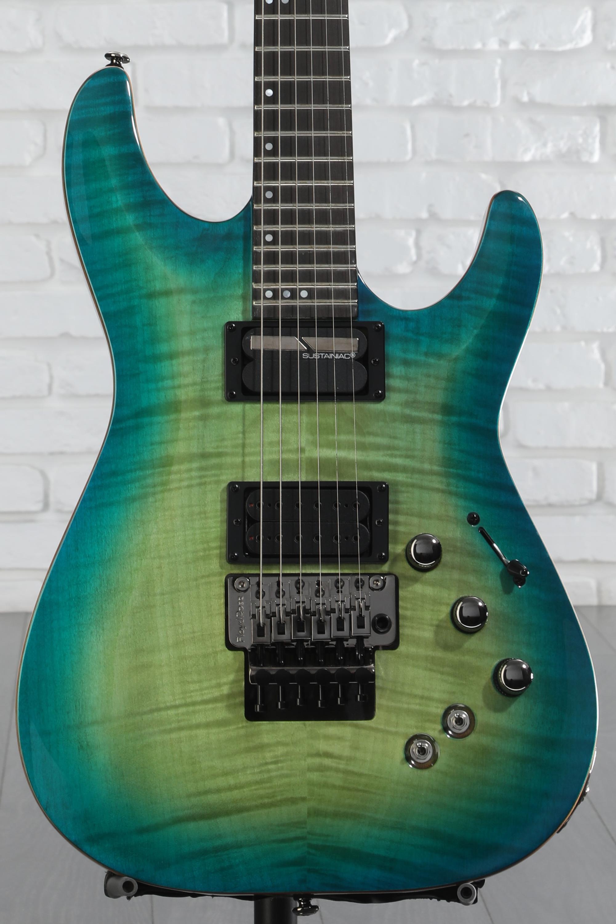 ギター SCHECTER BLACKJACK SLS C-1 FR Sustainiac Schecter BlackJack SLS C-1 FR-S Electric Guitar - Aquaburst