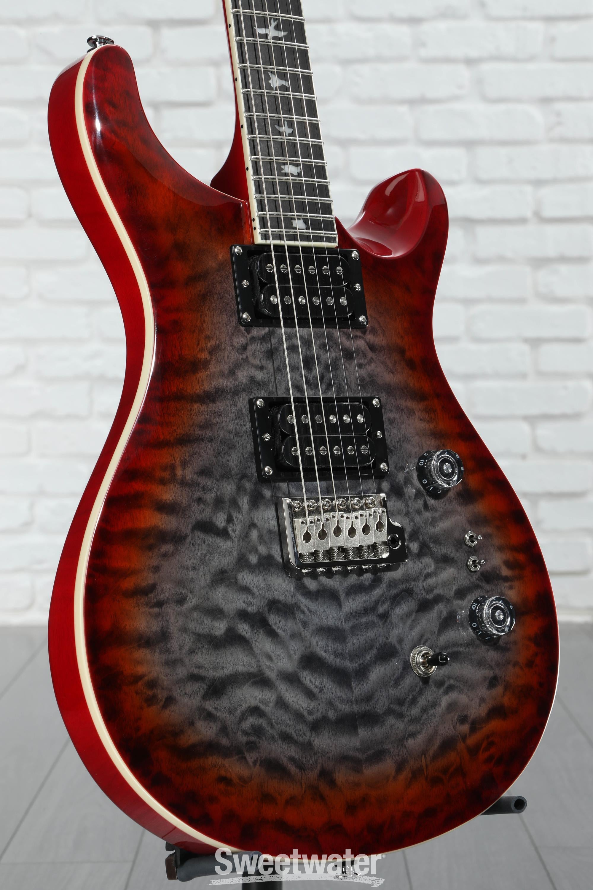PRS SE Custom 24-08 Quilt Electric Guitar - Charcoal Cherry
