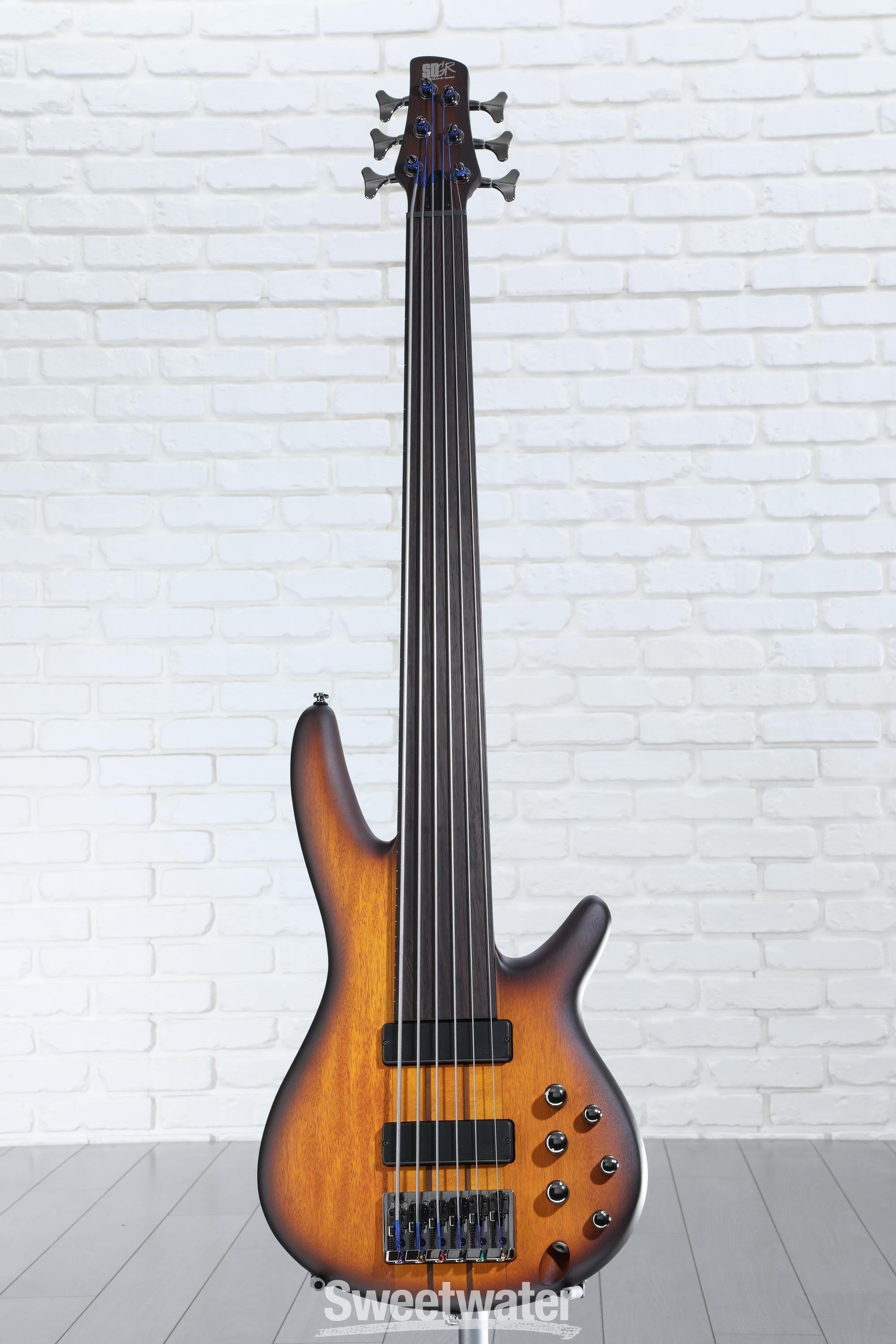 Ibanez SRF706 Fretless Bass Guitar - Brown Burst Flat