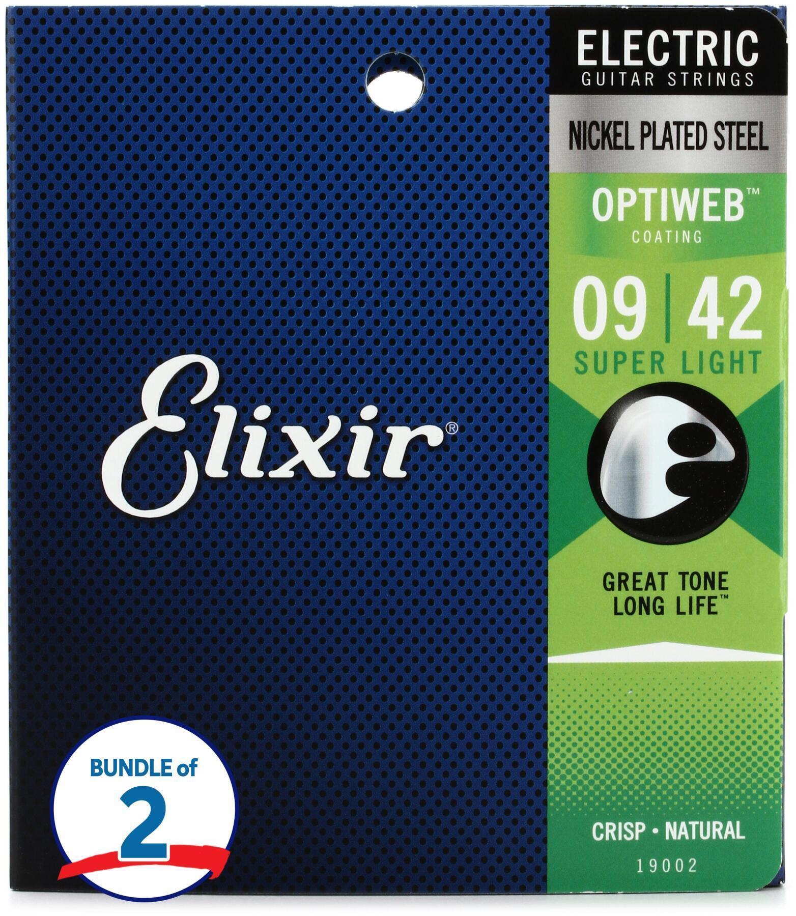 Elixir Strings 19002 Optiweb Electric Guitar Strings - .009