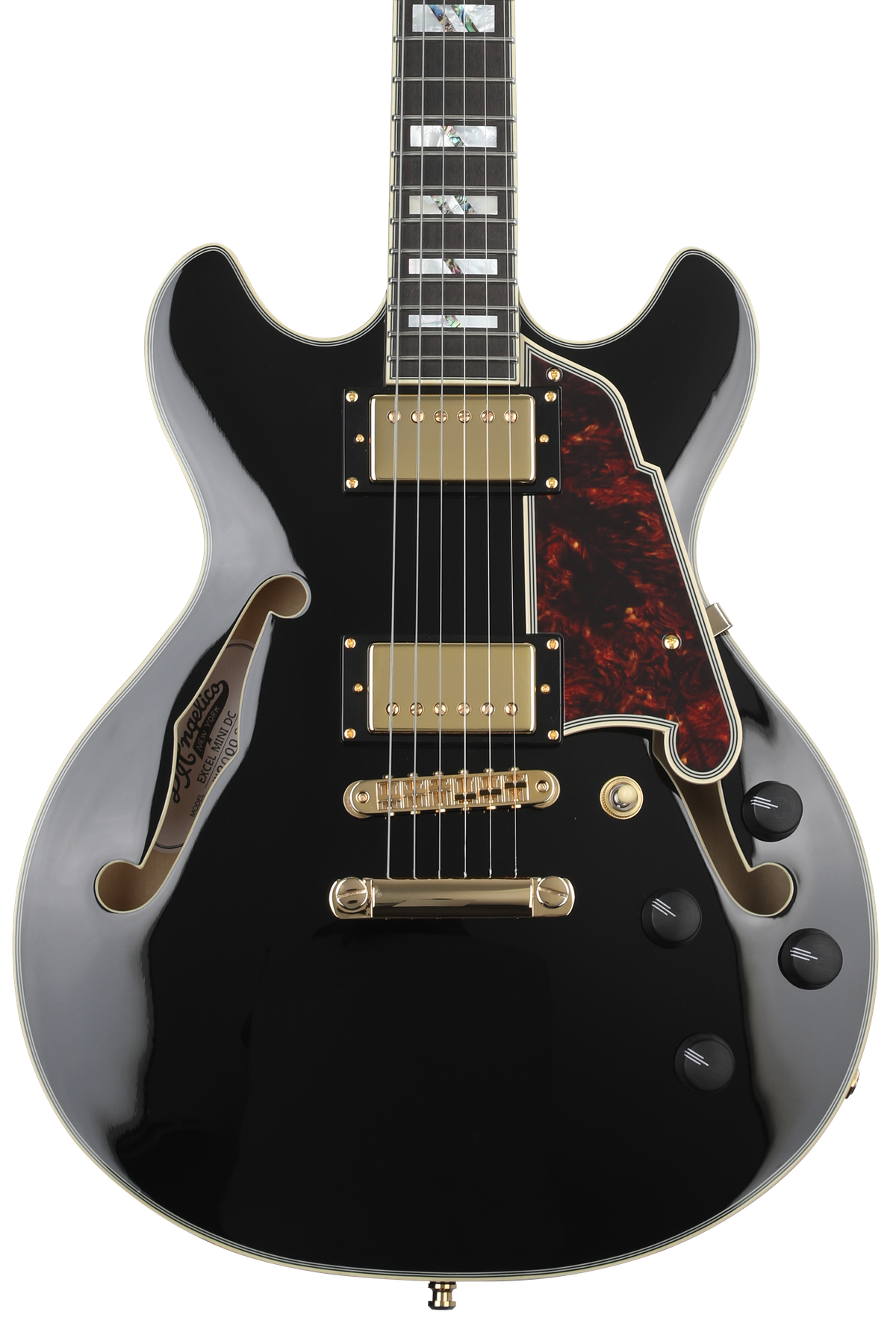 ギター CELESTIAL DELAY D'Angelico Excel Mini DC Semi-hollow Electric Guitar - Black with