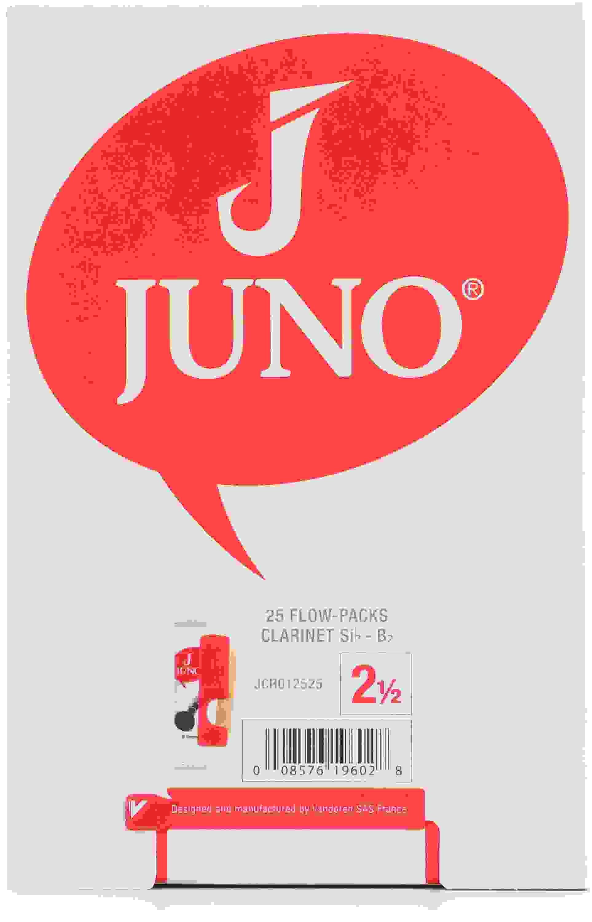 Vandoren JUNO JCR012525 Bb Clarinet Reeds - 2.5 (25-pack)
