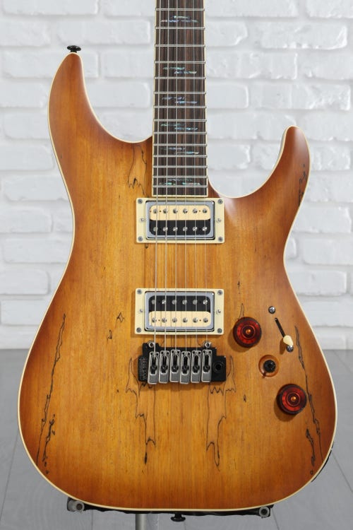Schecter C-1 Exotic Spalted Maple Electric Guitar - Satin Natural Vintage Burst