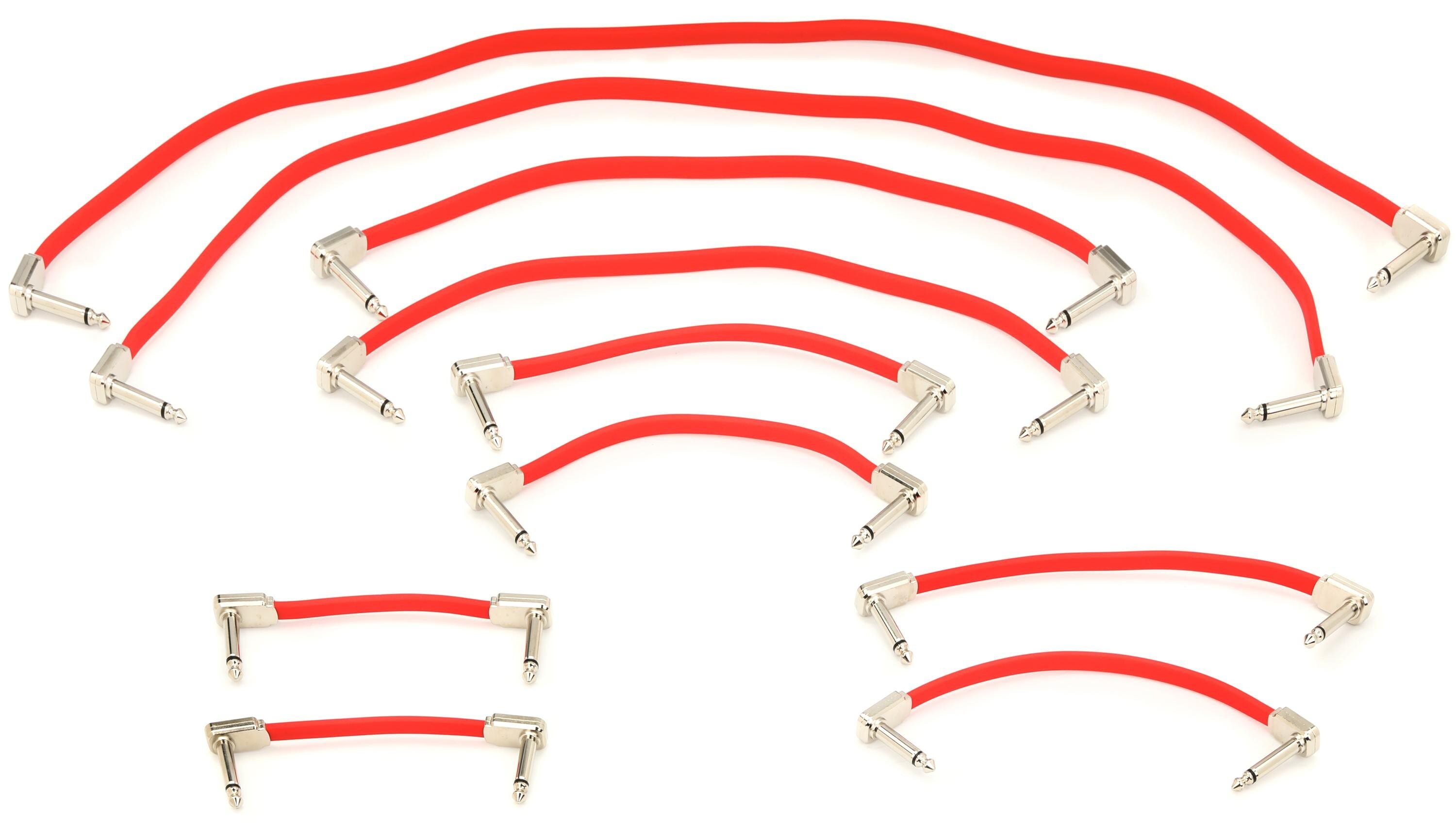 Ernie Ball P06404 Flat Ribbon Pedalboard Patch Cable Right Angle to Right Angle Multipack
