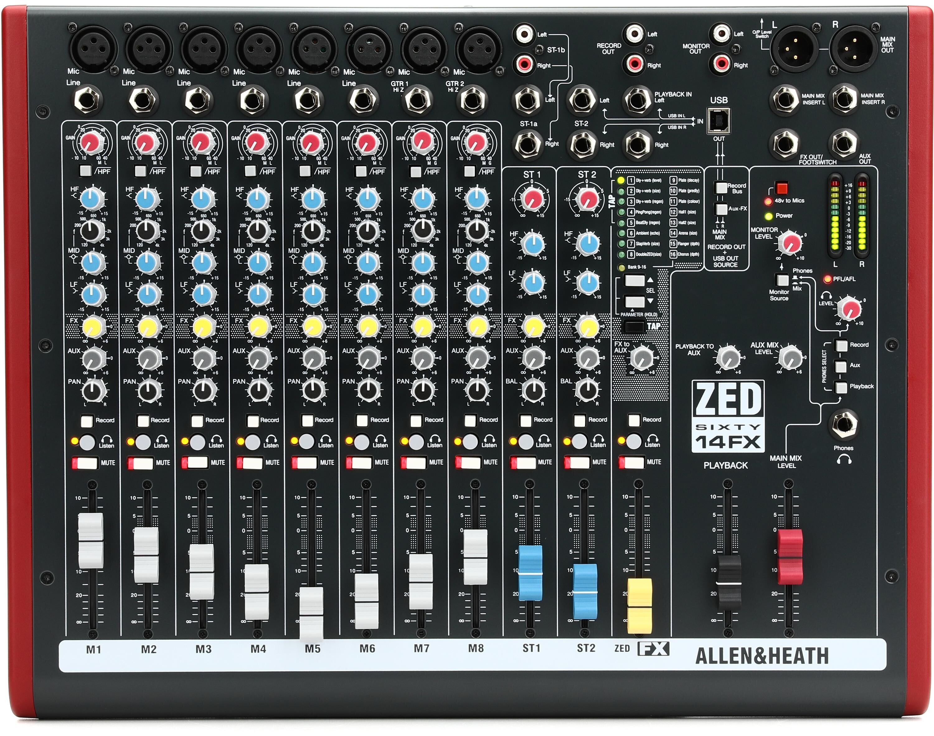 Allen & Heath ZED60-14FX 14-channel Mixer with USB Audio Interface and  Effects