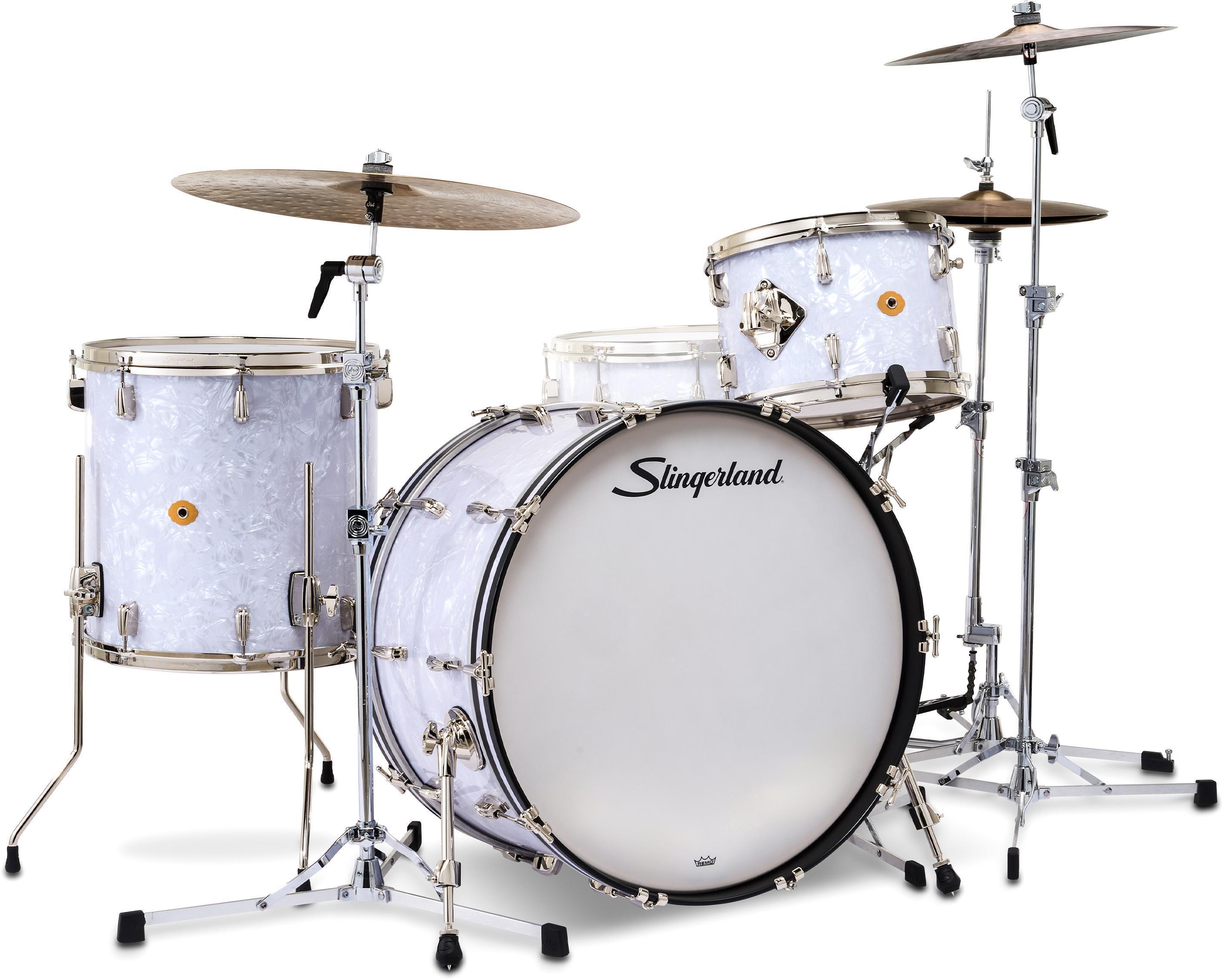Photo of Slingerland Radio King 3-piece Shell Pack - White Marine Pearl Wrap