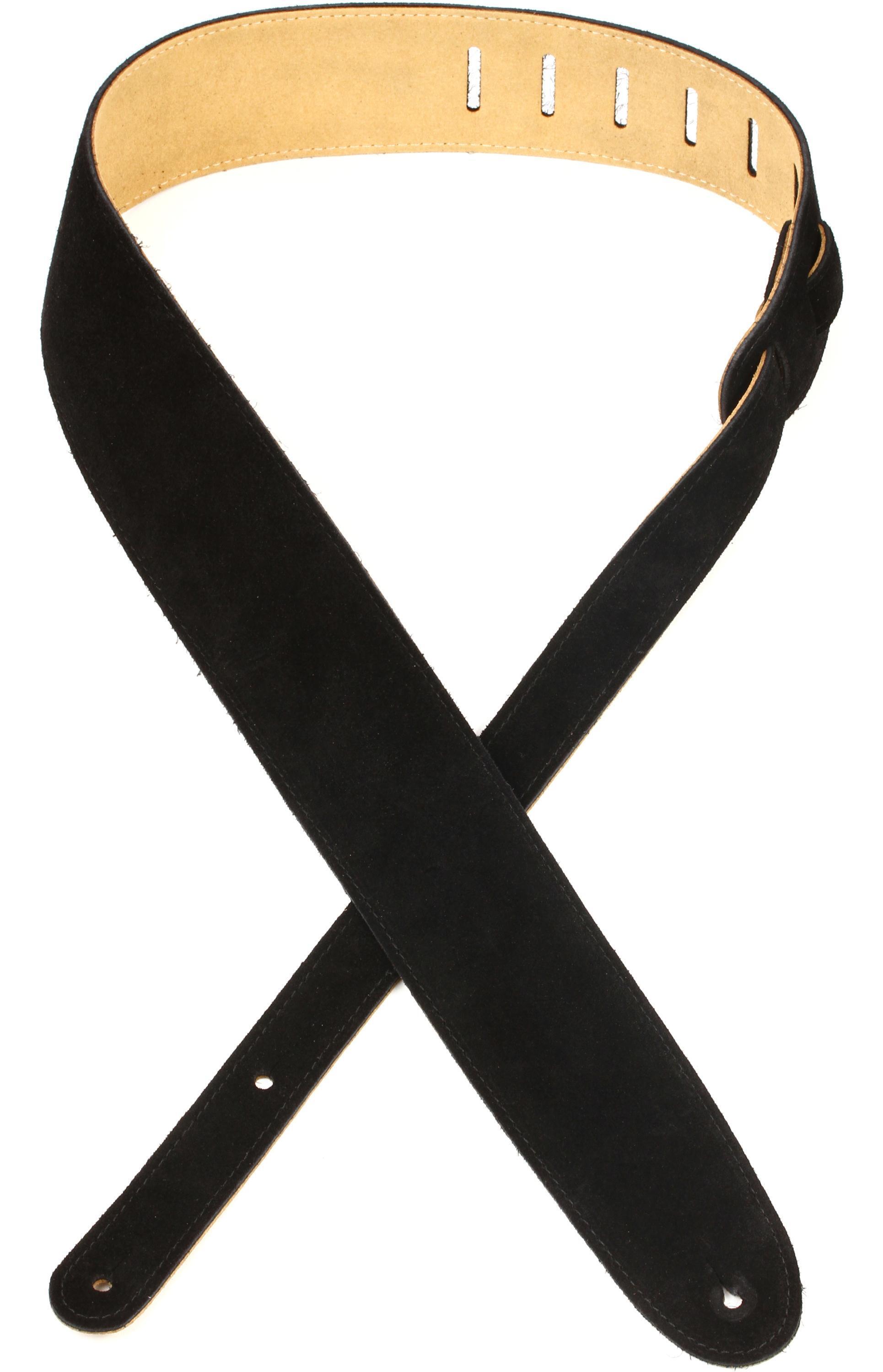 D'Addario 2.5-inch Basic Classic Leather Guitar Strap - Black