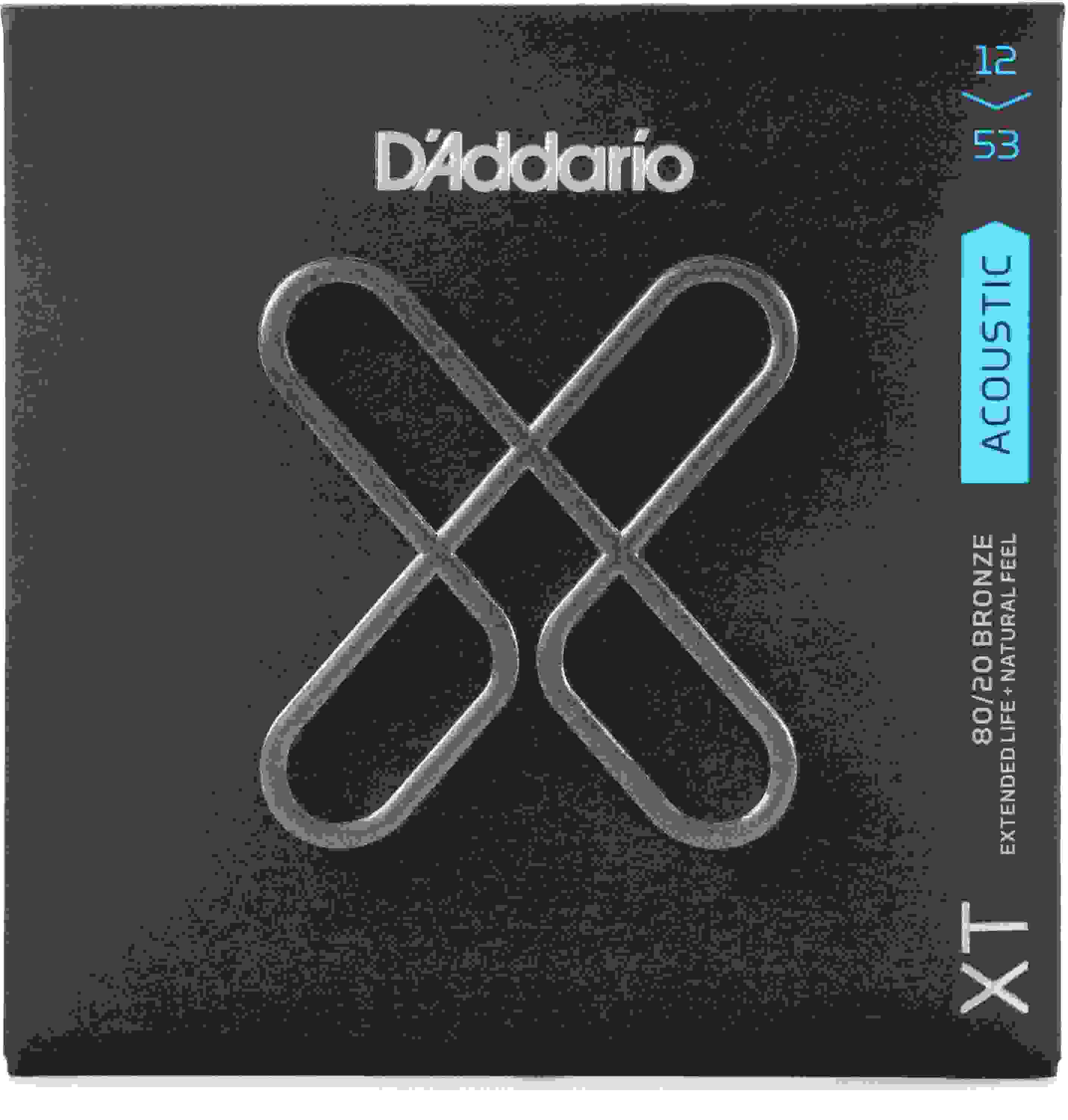D'Addario XTABR1253 XT 80/20 Bronze Coated Coated Acoustic Guitar Strings - .12-.053 Light