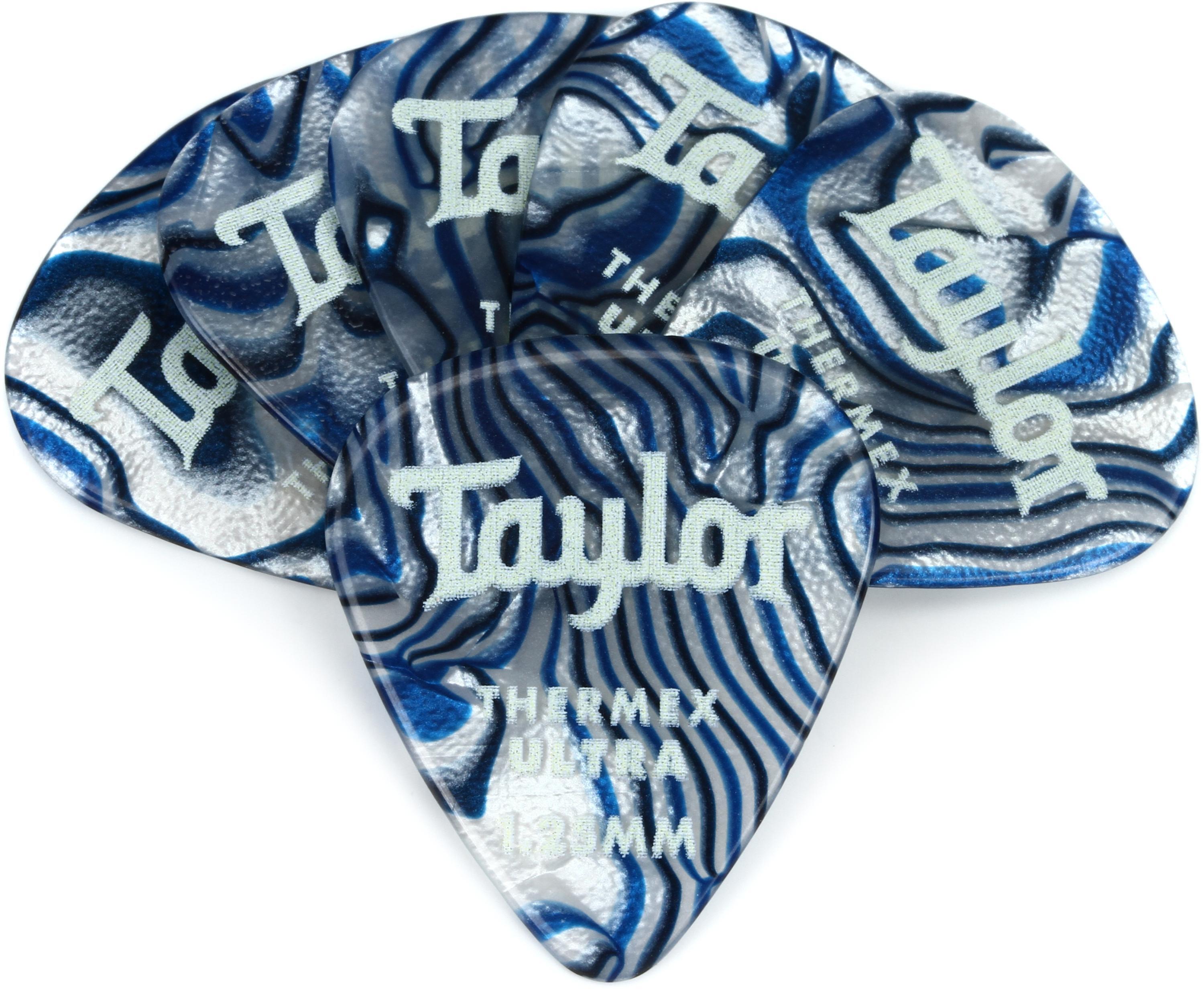 Photo of Taylor Premium Darktone 351 Thermex Ultra Guitar Picks 6-pack - Blue Swirl 1.25mm