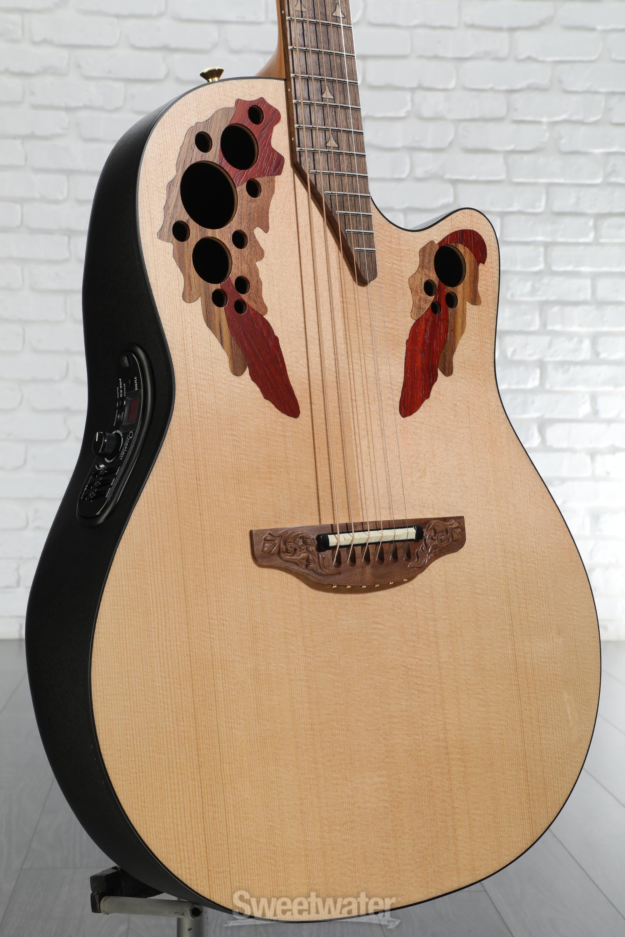 Ovation USA Elite Deep Cutaway E-Acoustic Guitar - Natural