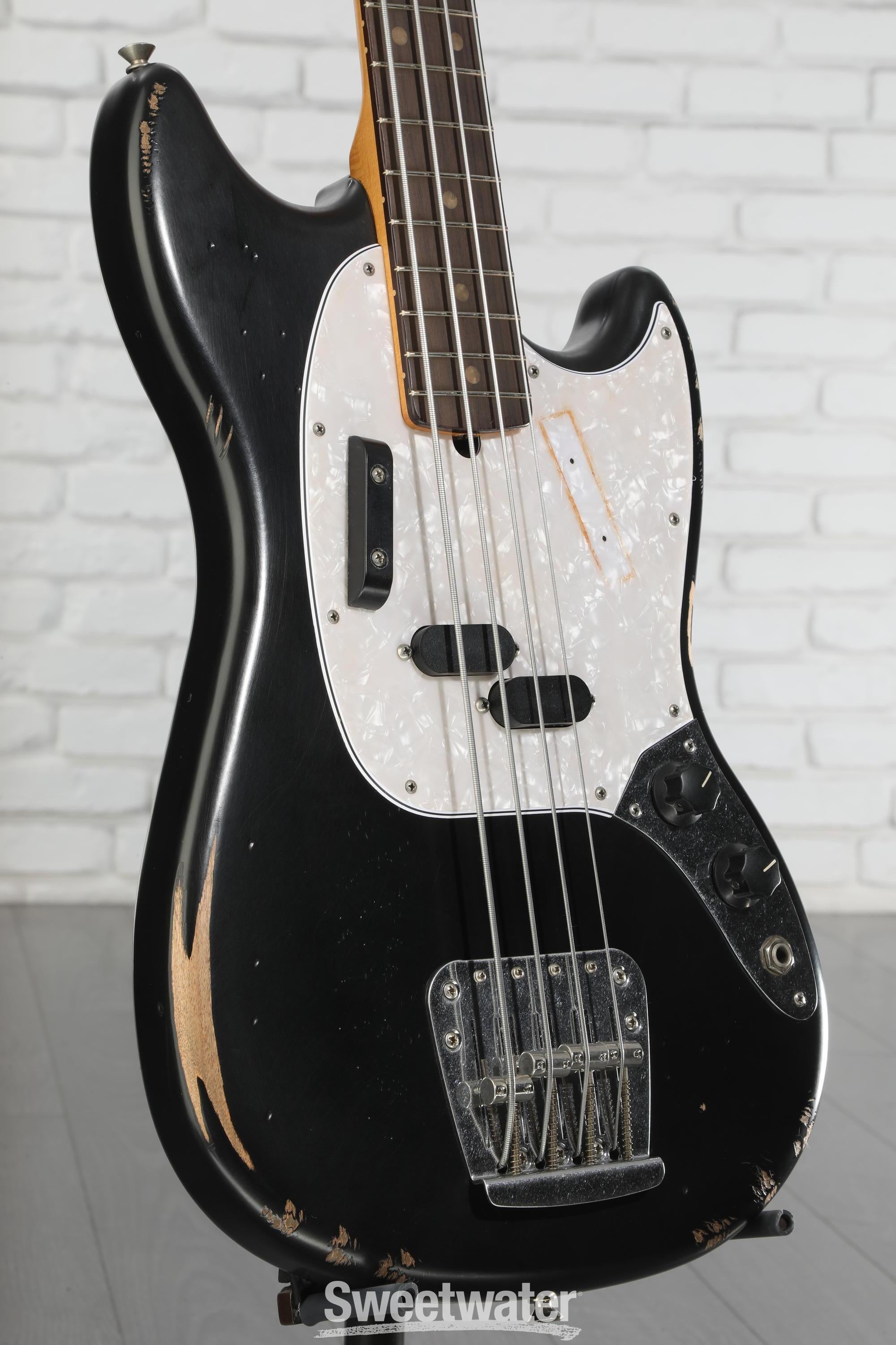 Fender JMJ Road Worn Mustang Bass - Black | Sweetwater
