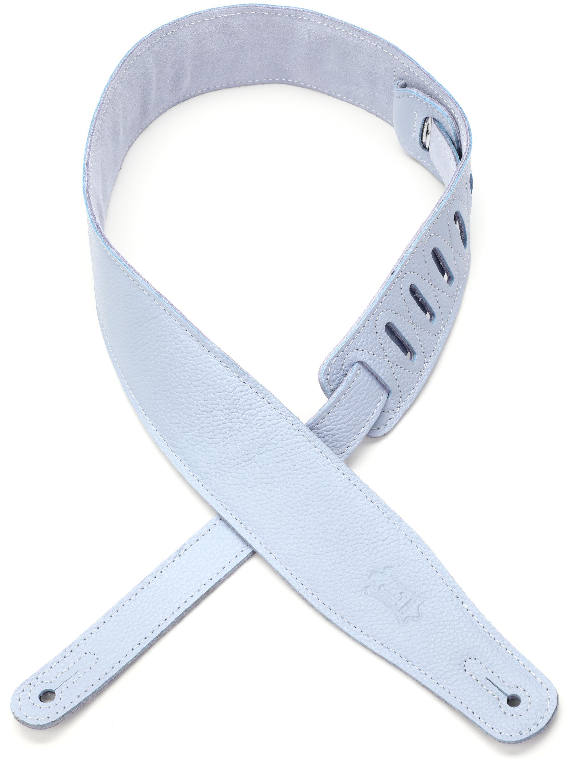 Photo of Levy's Pastel Leather Guitar Strap - Periwinkle