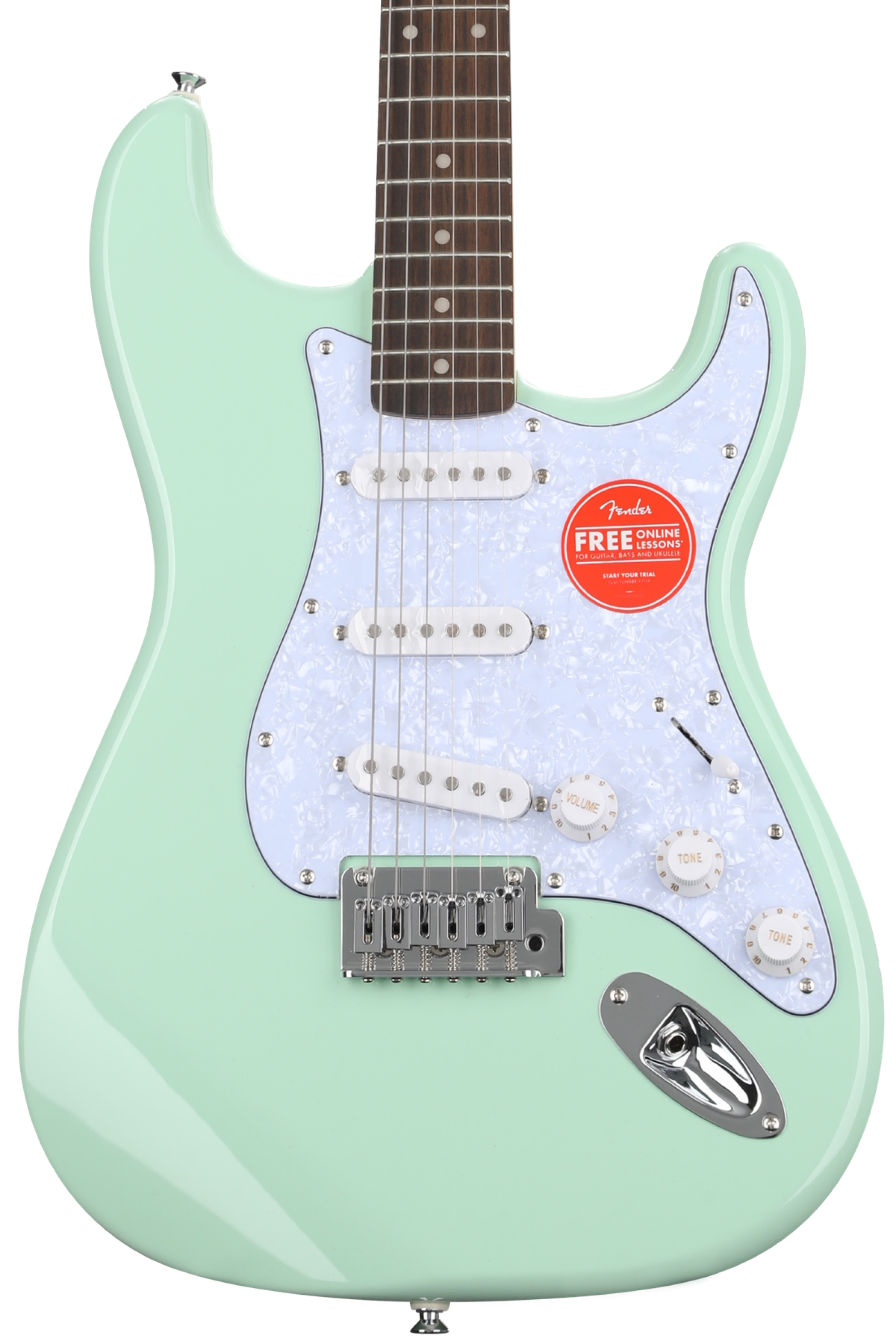 Squier Affinity Series Stratocaster - Surf Green with White Pearloid  Pickguard, Sweetwater Exclusive in the USA