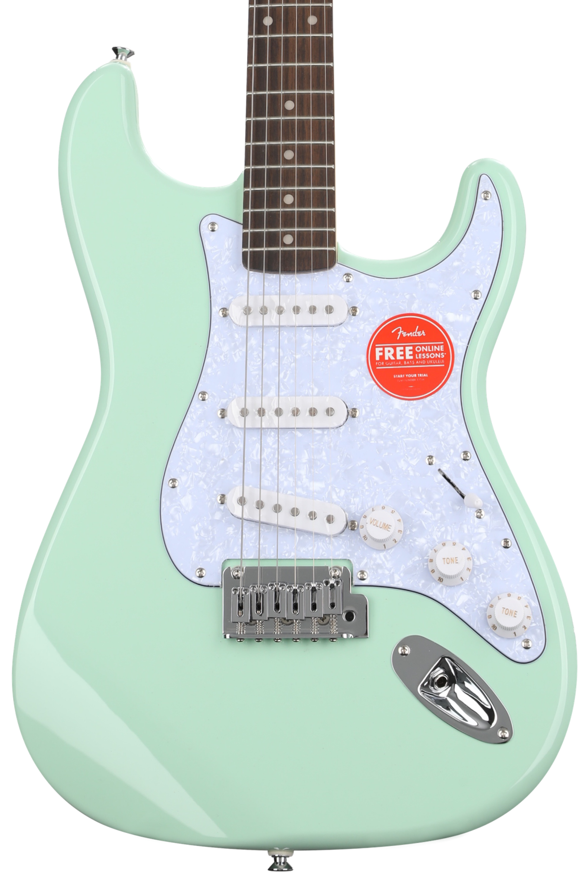 Squier Affinity Series Stratocaster - Surf Green with White Pearloid Pickguard, Sweetwater Exclusive in the USA