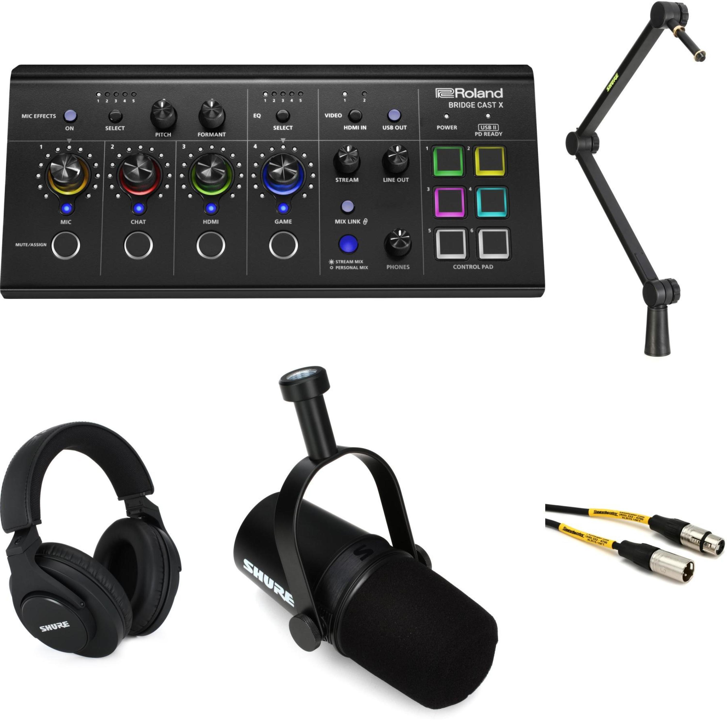 Roland Bridge Cast X and Shure MV7X Streaming Bundle