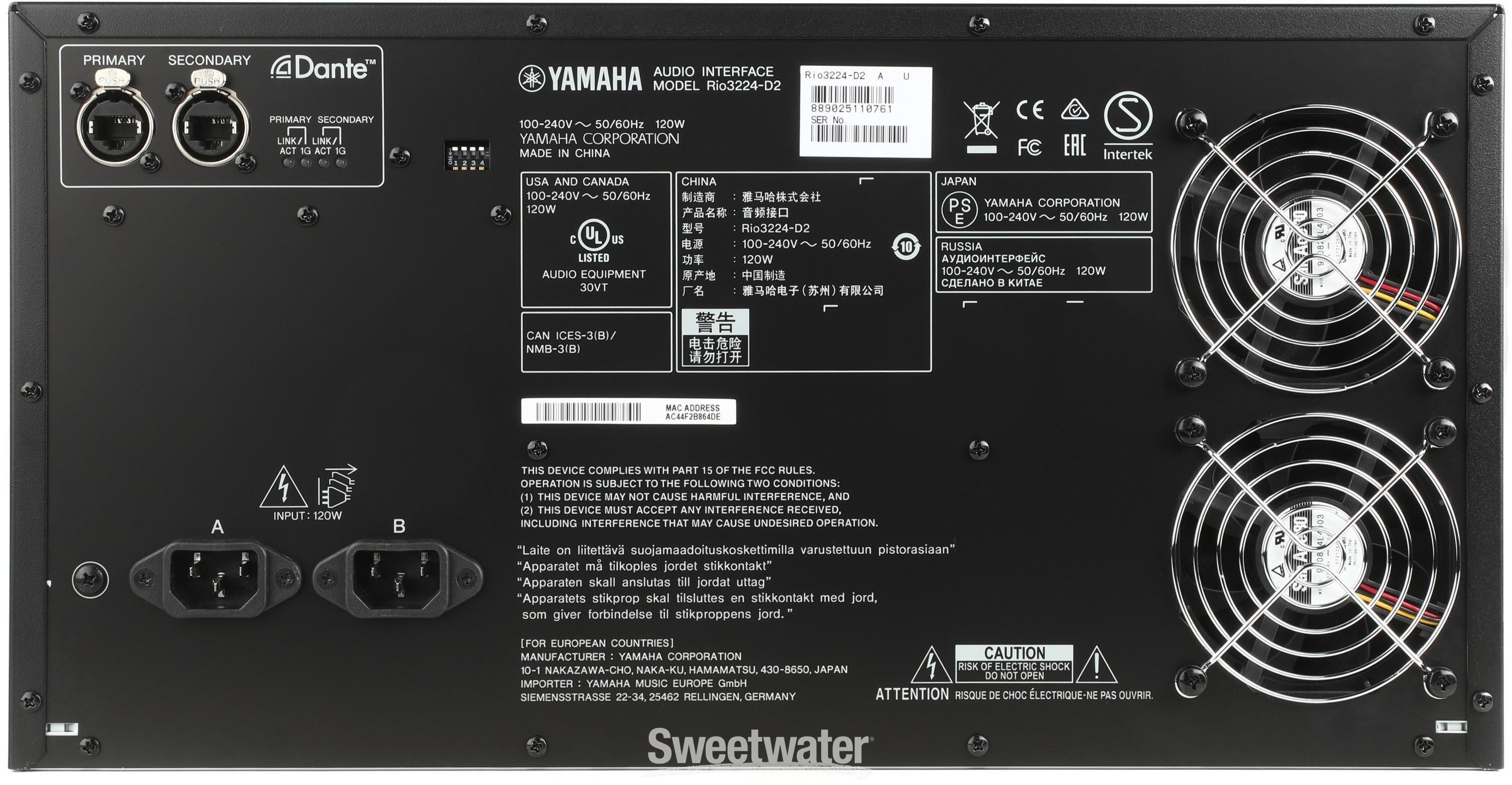 Yamaha Rio3224-D2 32-input / 24-output Dante Stage Box