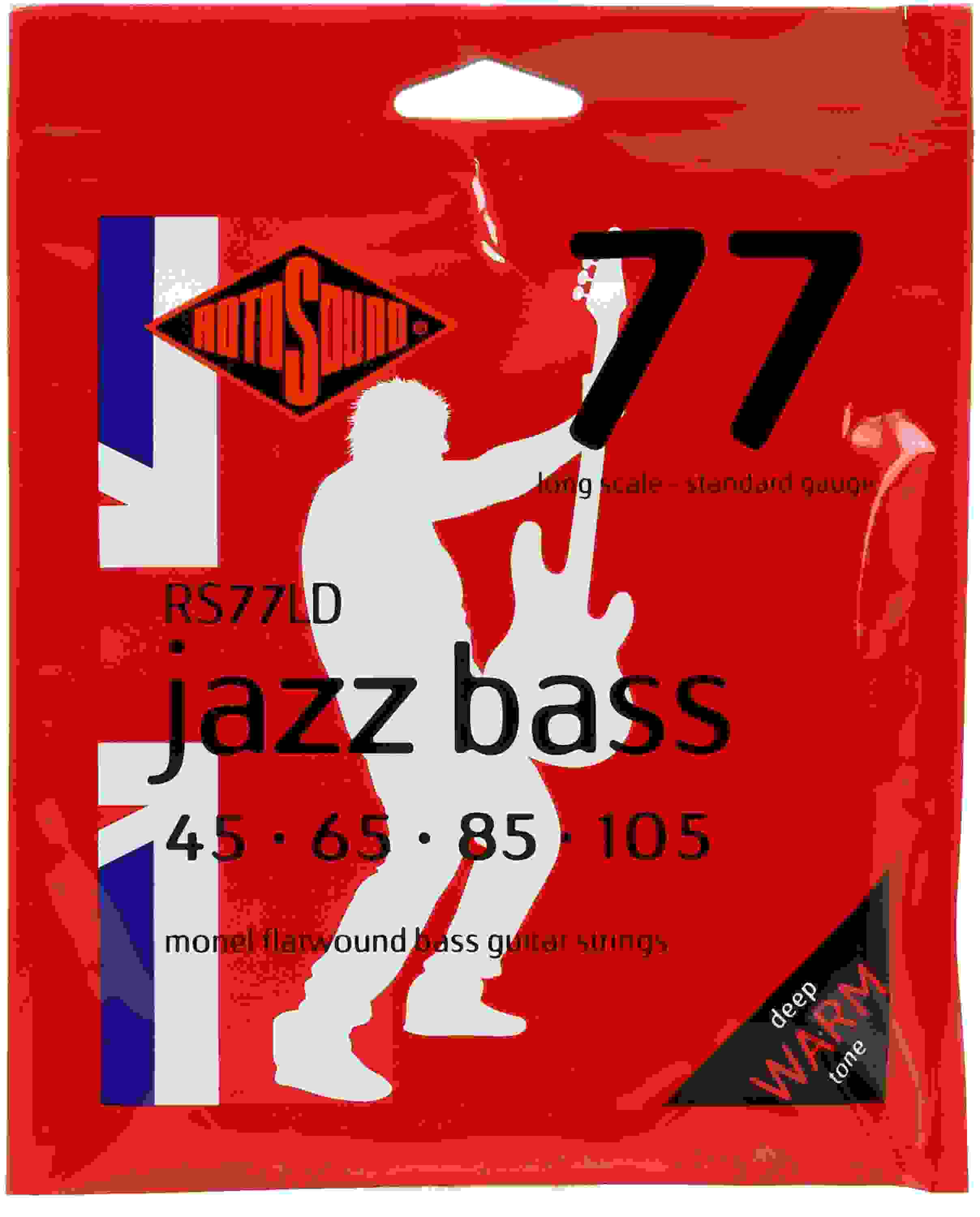 Rotosound RS77LD Jazz 77 Monel Flatwound Bass Guitar Strings - .045-.105 Standard, Long Scale