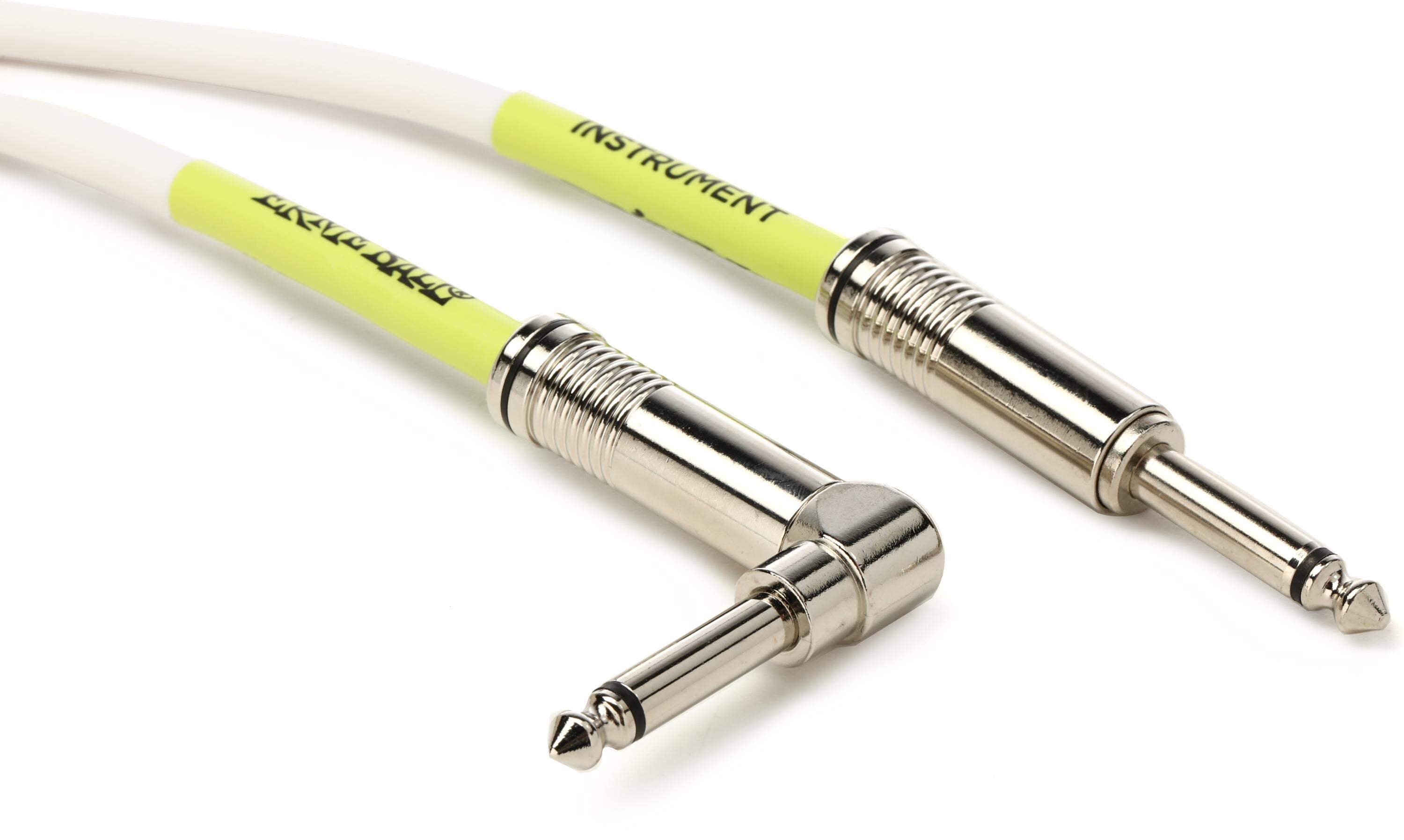 Photo of Ernie Ball P06400 PVC Straight to Right Angle Instrument Cable - 15-foot, White