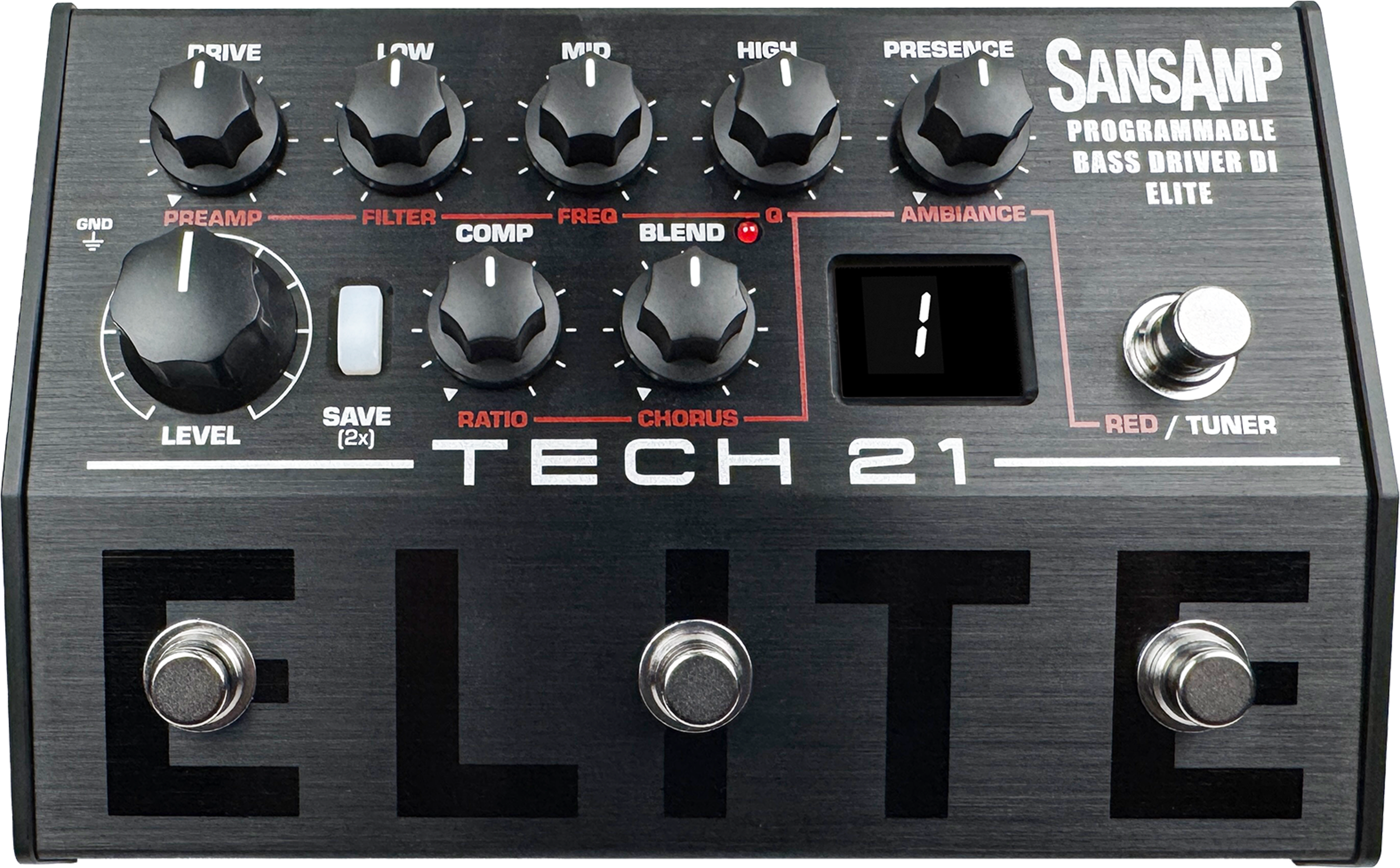 Tech 21 SansAmp Programmable Bass Driver ELITE Preamp Pedal