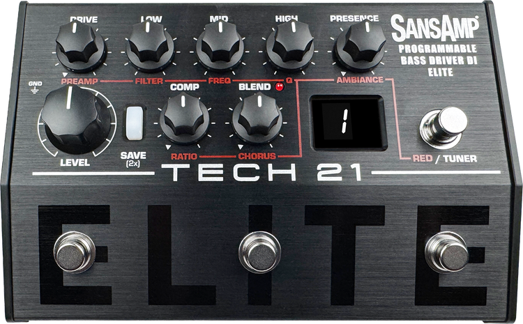 Tech 21 SansAmp Programmable Bass Driver ELITE Preamp Pedal