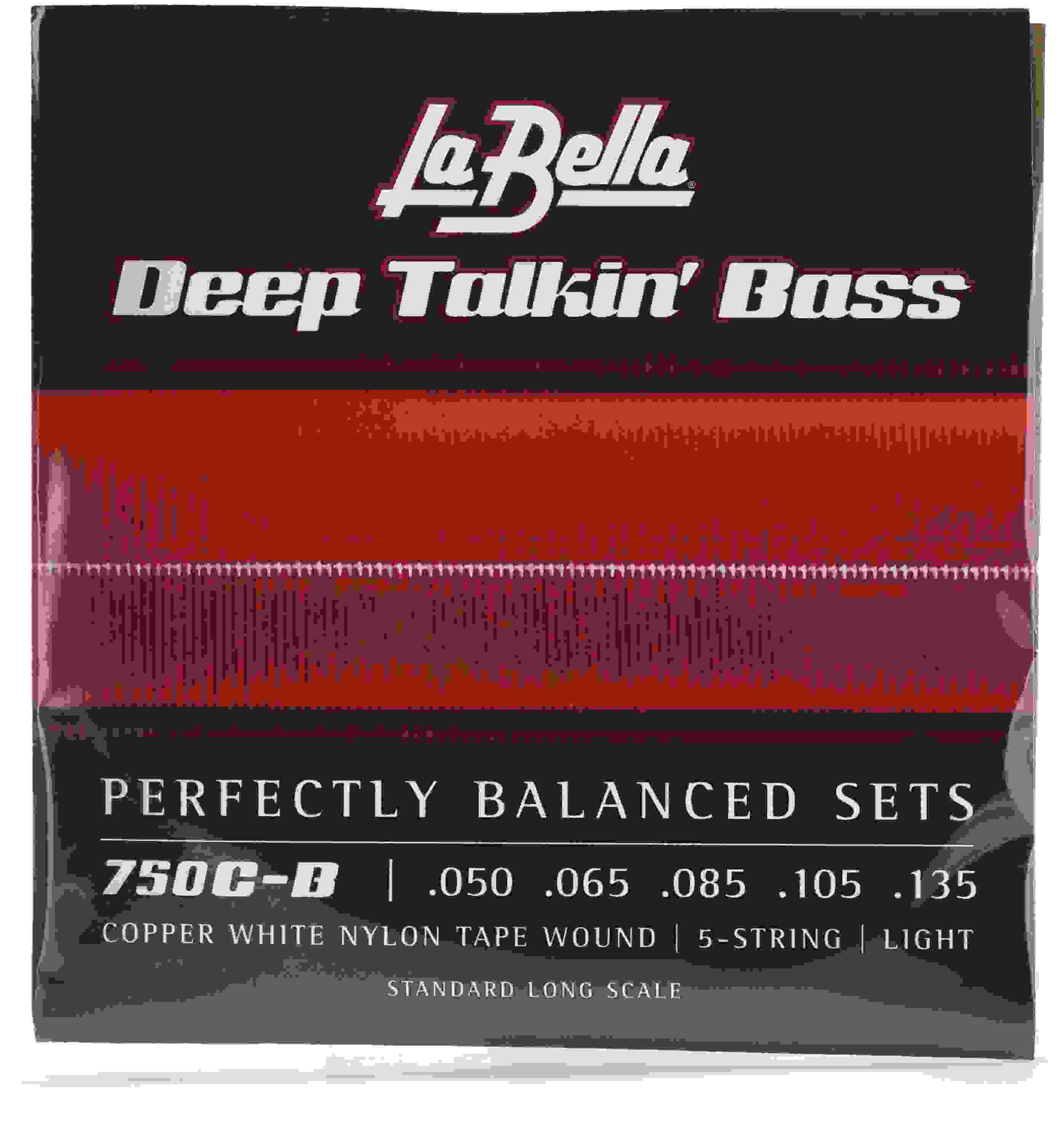 La Bella 750C-B Deep Talkin' Bass Copper White Nylon Tapewound Bass Guitar Strings - .050-.135 Light 5-string