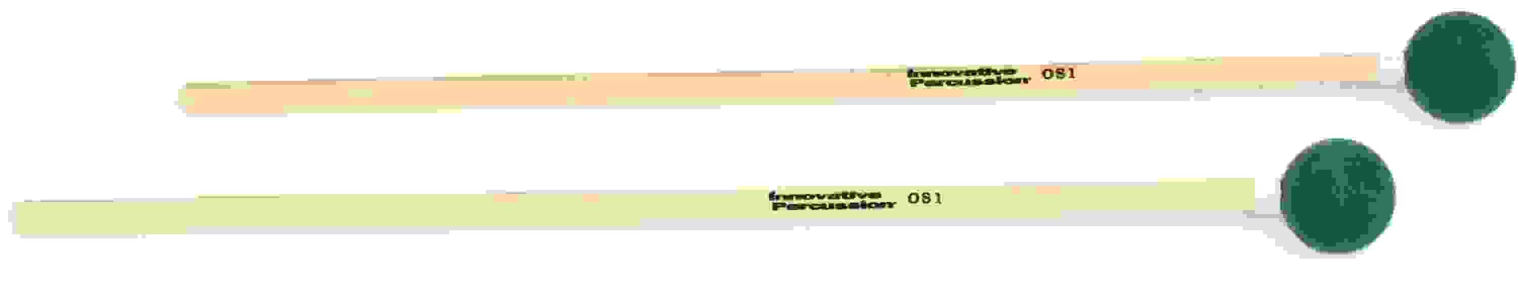 Innovative Percussion OS1 Orchestral Medium Soft Xylophone Mallets - 1 1/8 inch Dark Green/White Tape - Rattan