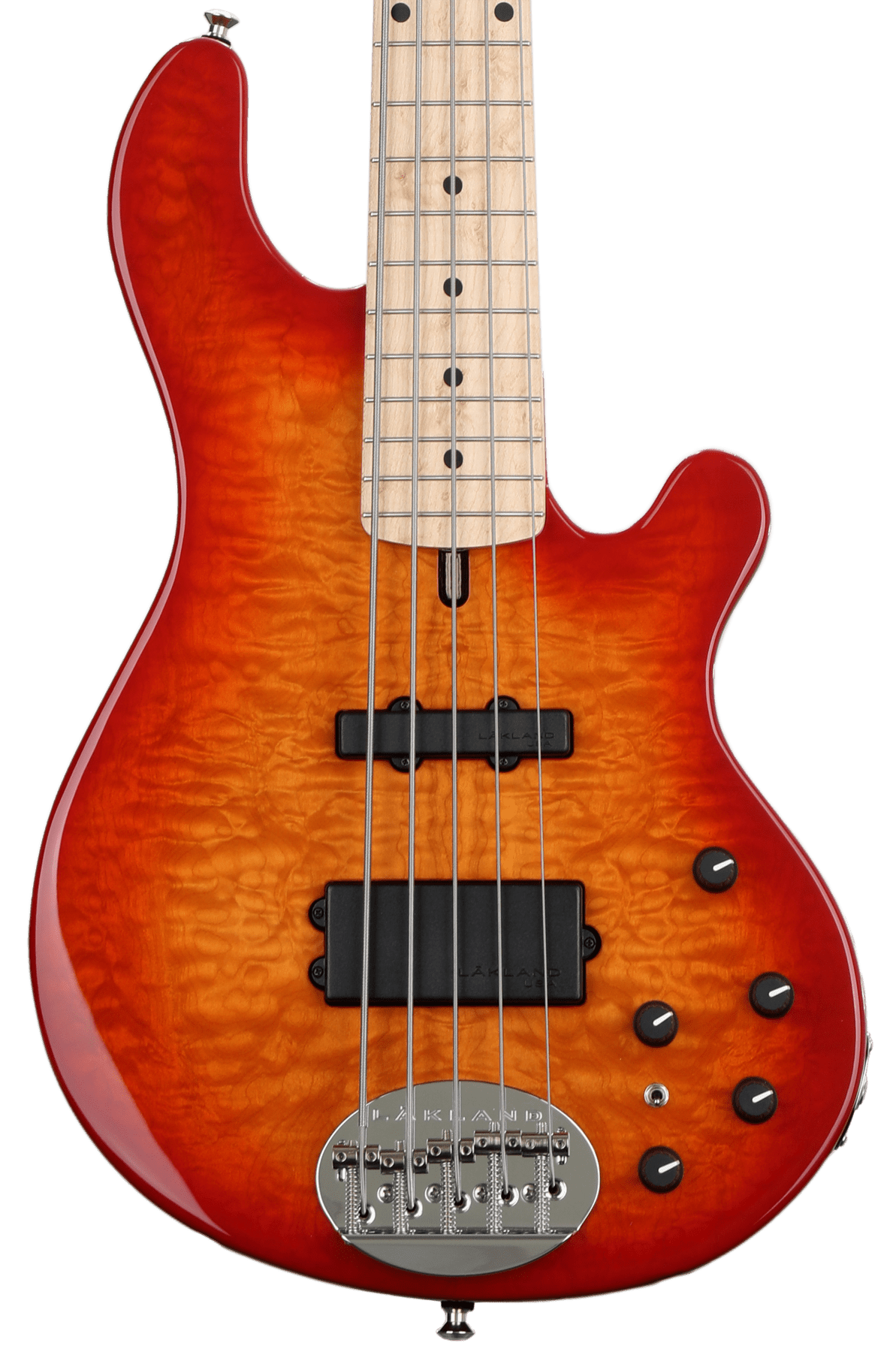 Lakland USA 55-94 Deluxe Quilted Maple Bass Guitar - Cherry Sunburst with  Maple Fingerboard