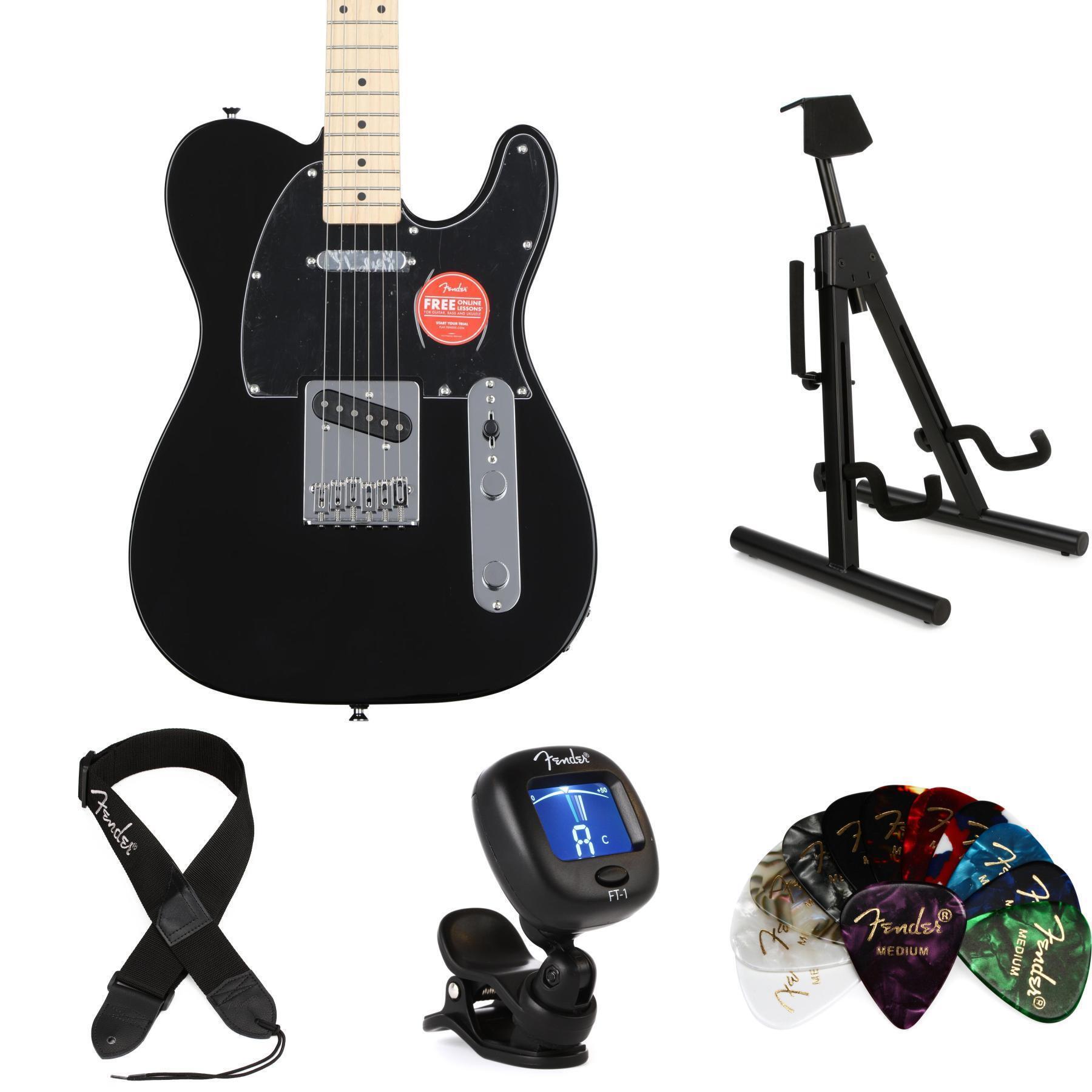 Squier Affinity Series Telecaster Electric Guitar Essentials Bundle -  Black