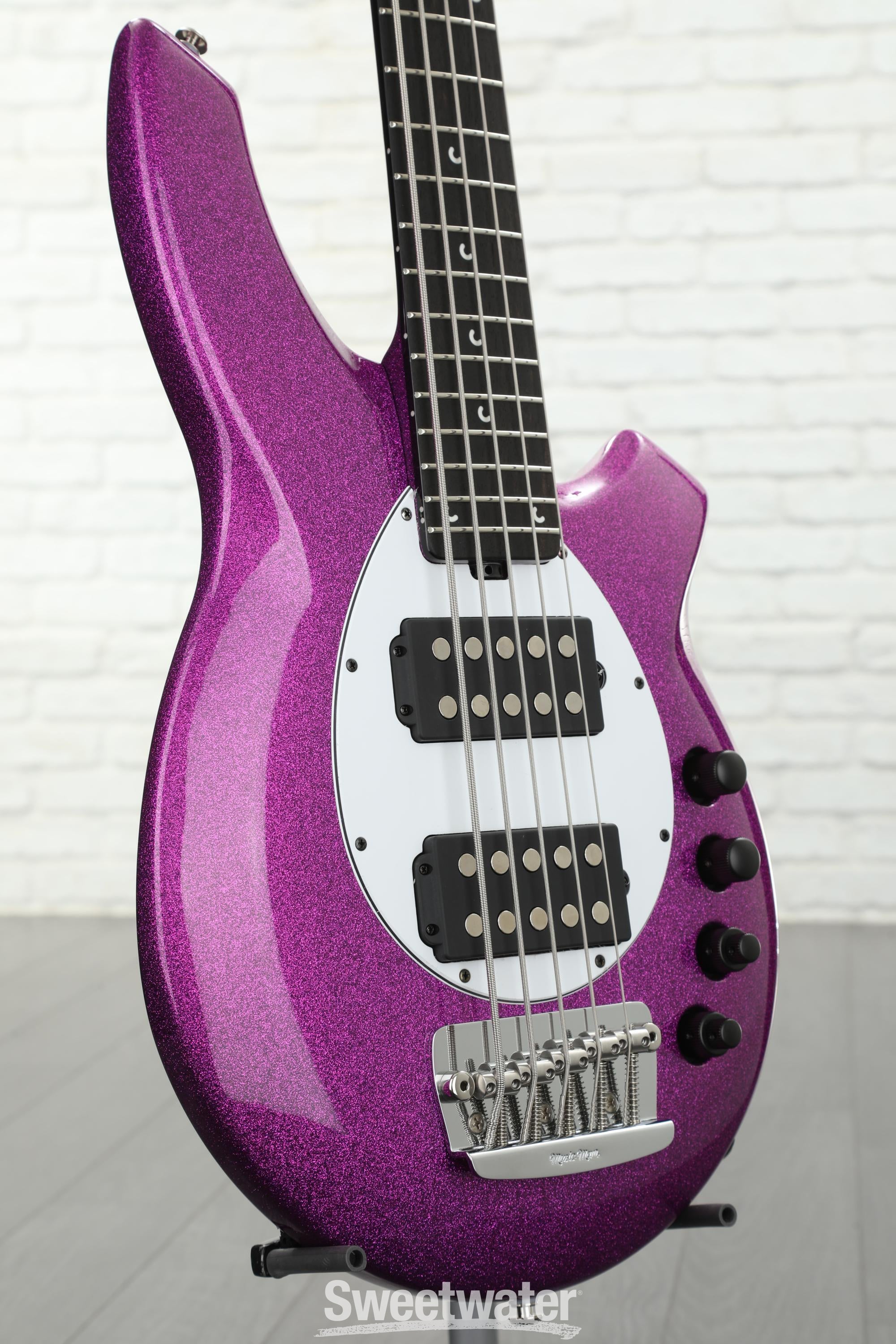 Ernie Ball Music Man Bongo 5 Bass Guitar - Fuschia Sparkle