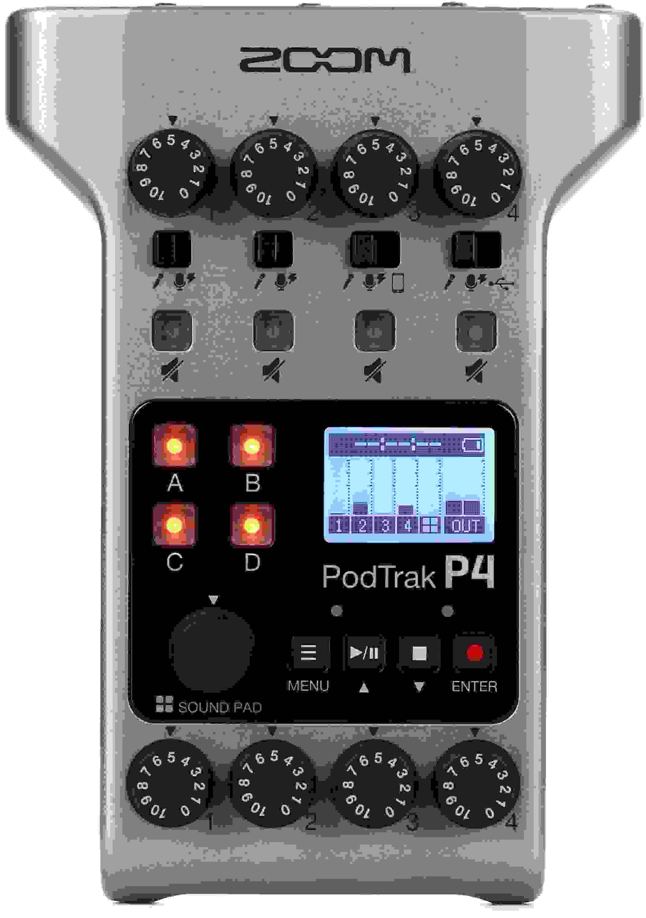 Zoom PodTrak P4 4-input Ultimate Recorder for Podcasting