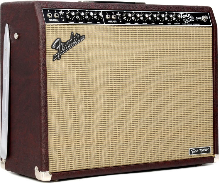 Fender Tone Master Twin Reverb 2 x 12-inch 200-watt Combo Amp - Wine Red Tolex, Sweetwater Exclusive