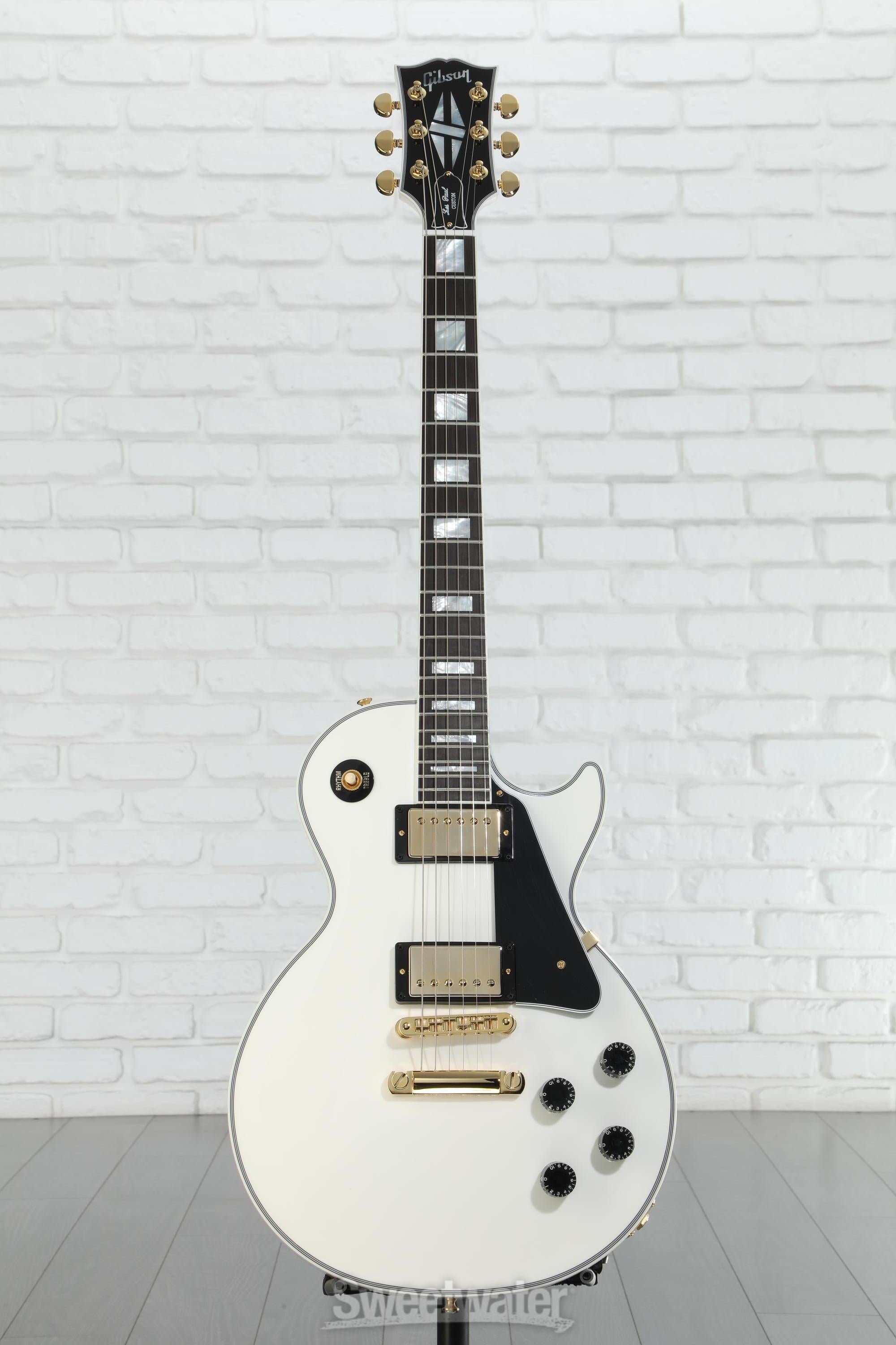 ギター Les Paul Custom Alpine White Gibson Custom Les Paul Custom Electric Guitar - Alpine White