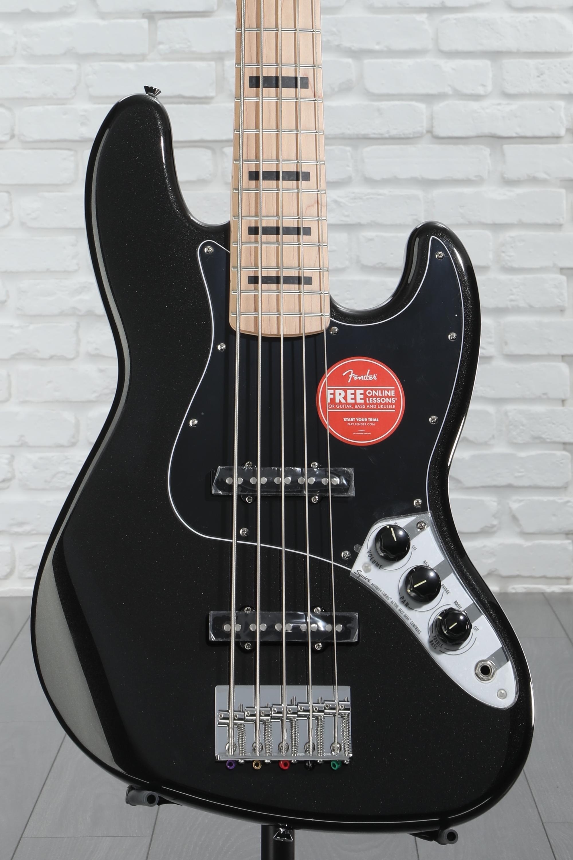 Squier Affinity Series Active Jazz Bass V - Black | Sweetwater