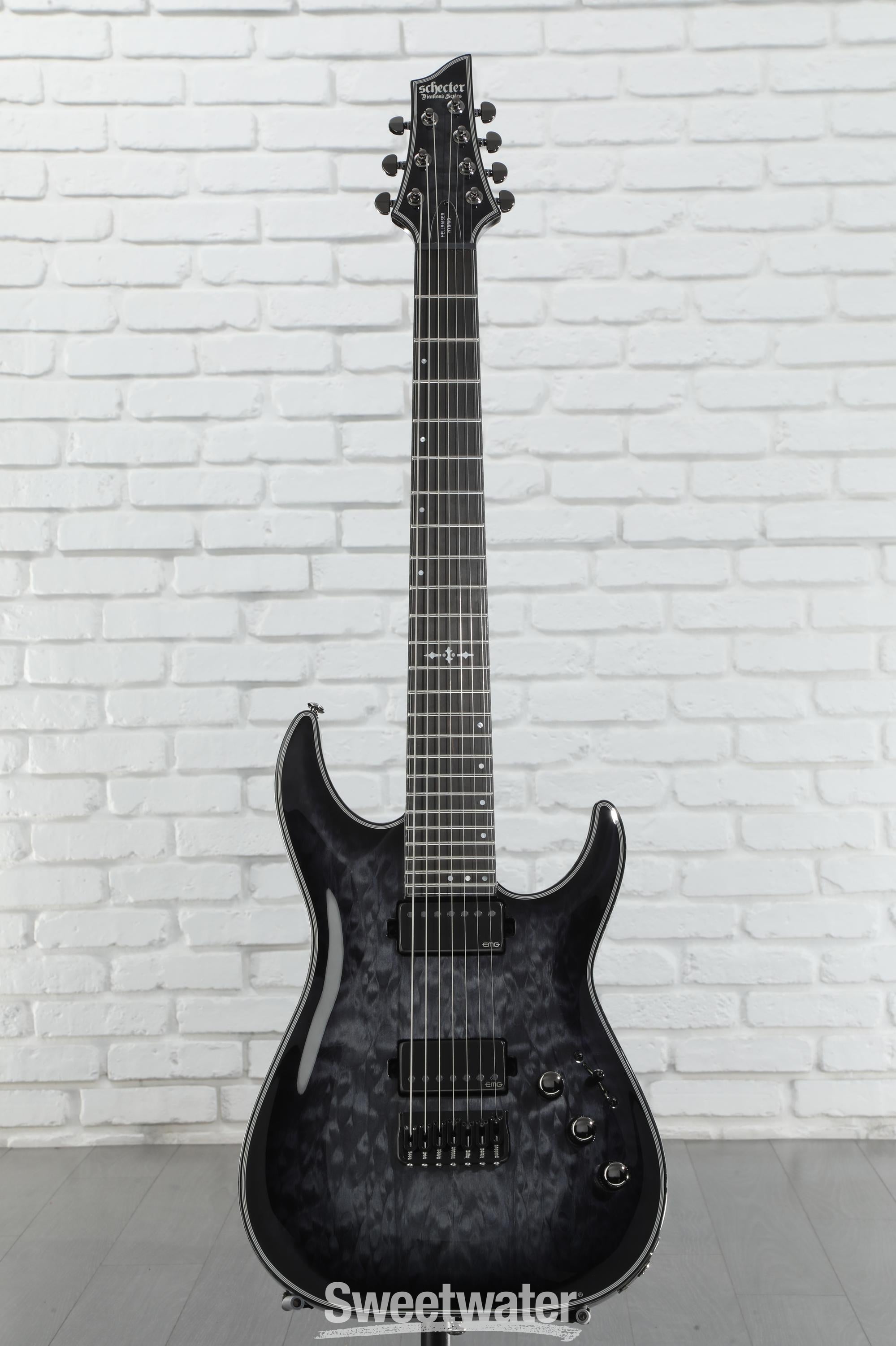 Schecter Hellraiser Hybrid C-7 Electric Guitar - Trans Black
