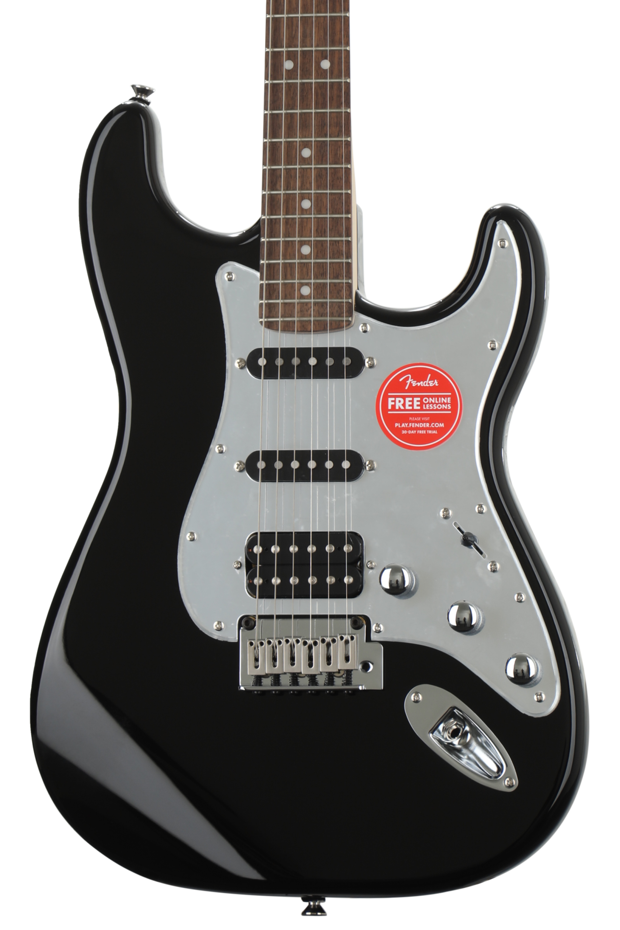 Squier Black and Chrome Standard Stratocaster - Black with Laurel