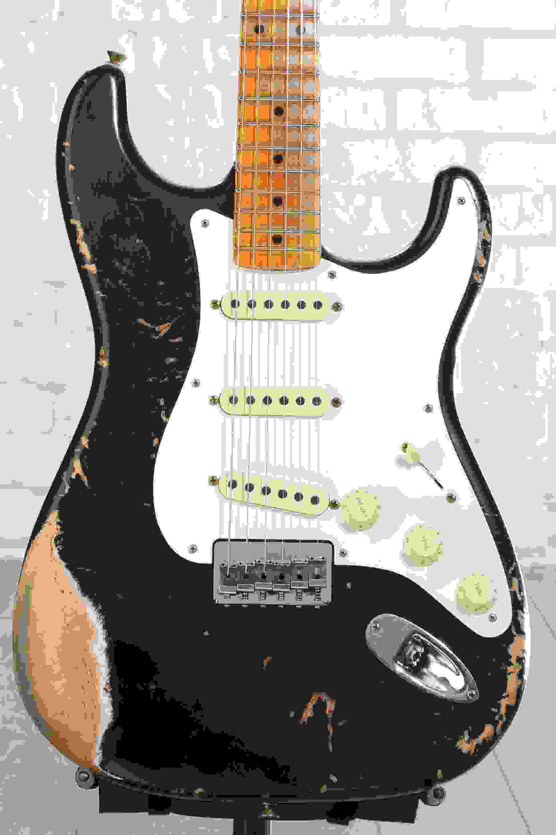 Fender Custom Shop 1956 Hardtail Stratocaster Electric Guitar - Black, Heavy Relic