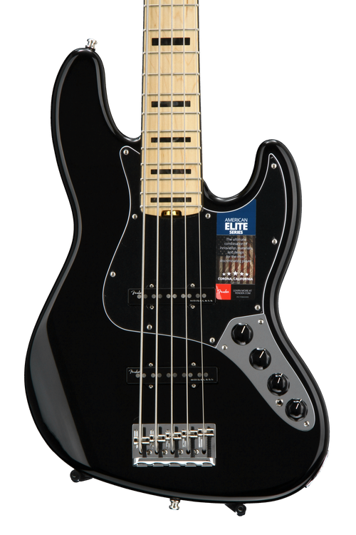 Fender American Elite Jazz Bass V - Black, Maple Fingerboard