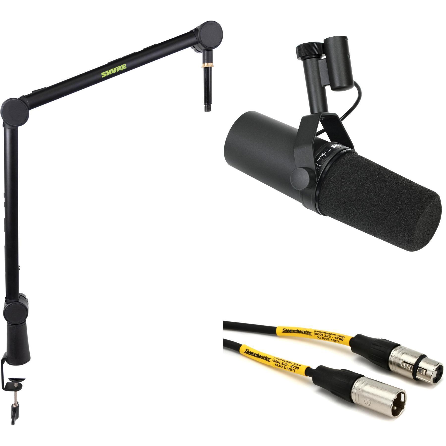 Shure MV7 w/ On Stage Desktop Mic Stand & 6-Foot Mic Cable