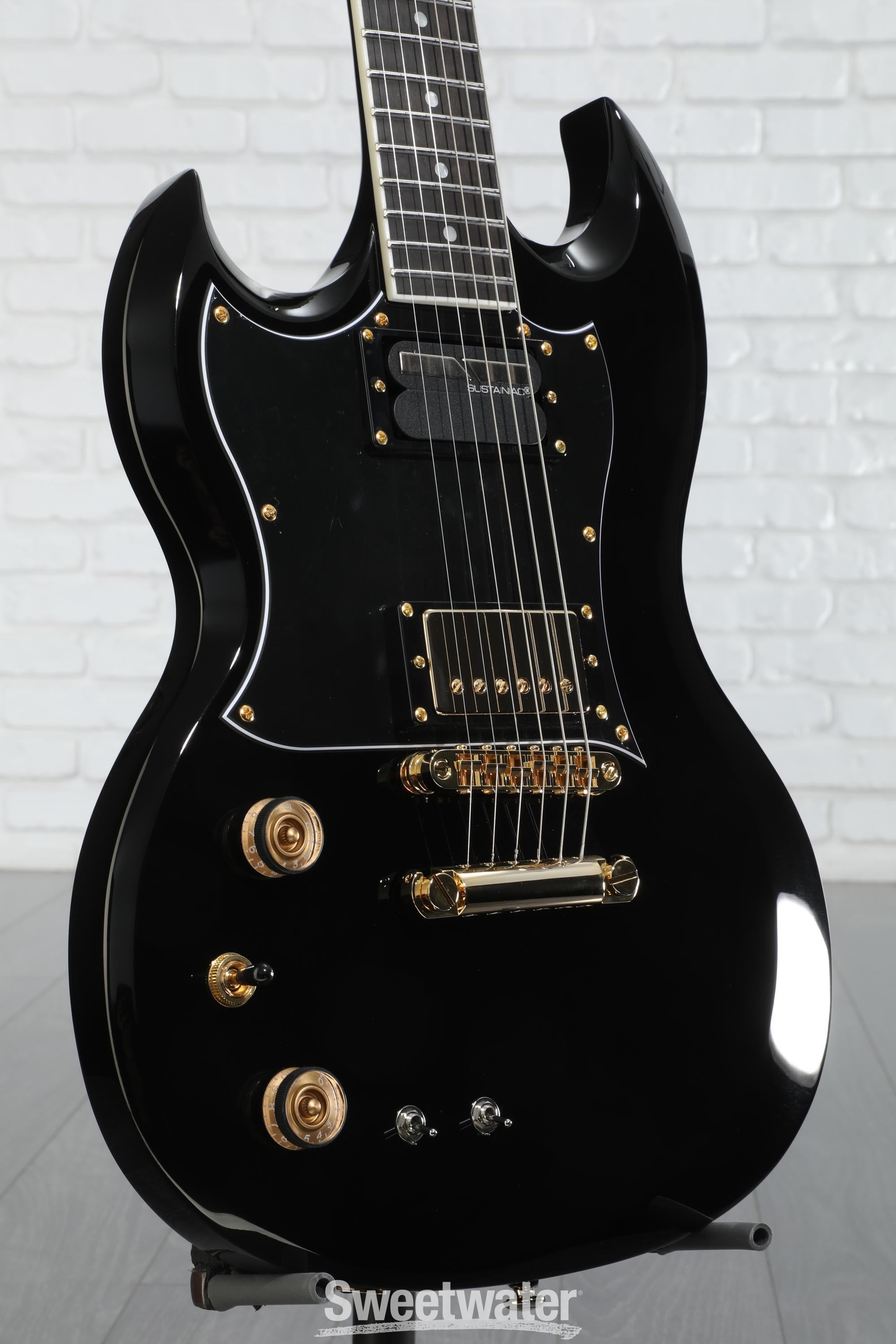 Photo of Schecter ZV-H6LLYW66D-S Zacky Vengeance Left-handed Signature Electric Guitar - Gloss Black